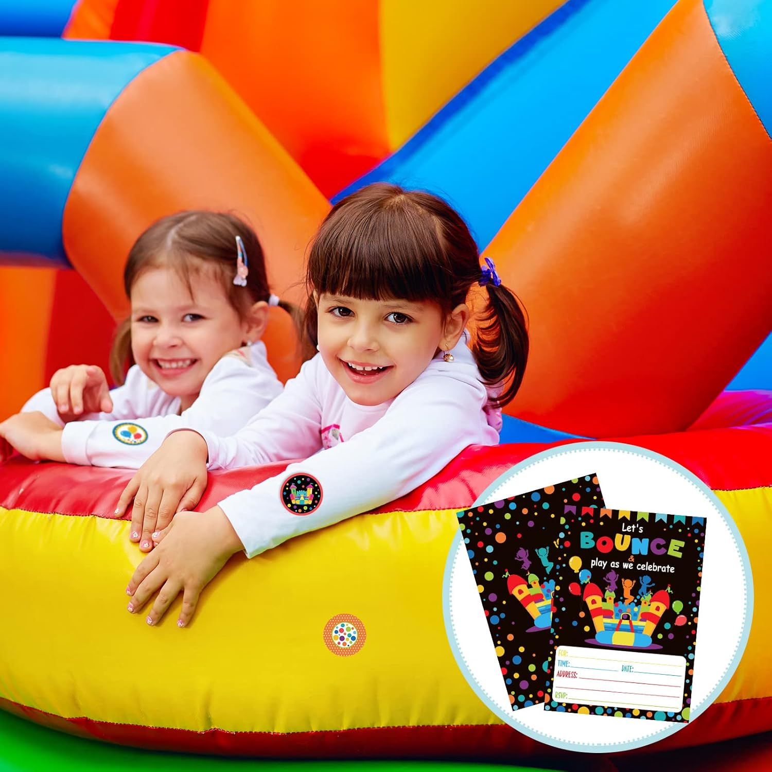 Pajean 30 Pack Bounce House Party Invitations with Stickers and Envelopes