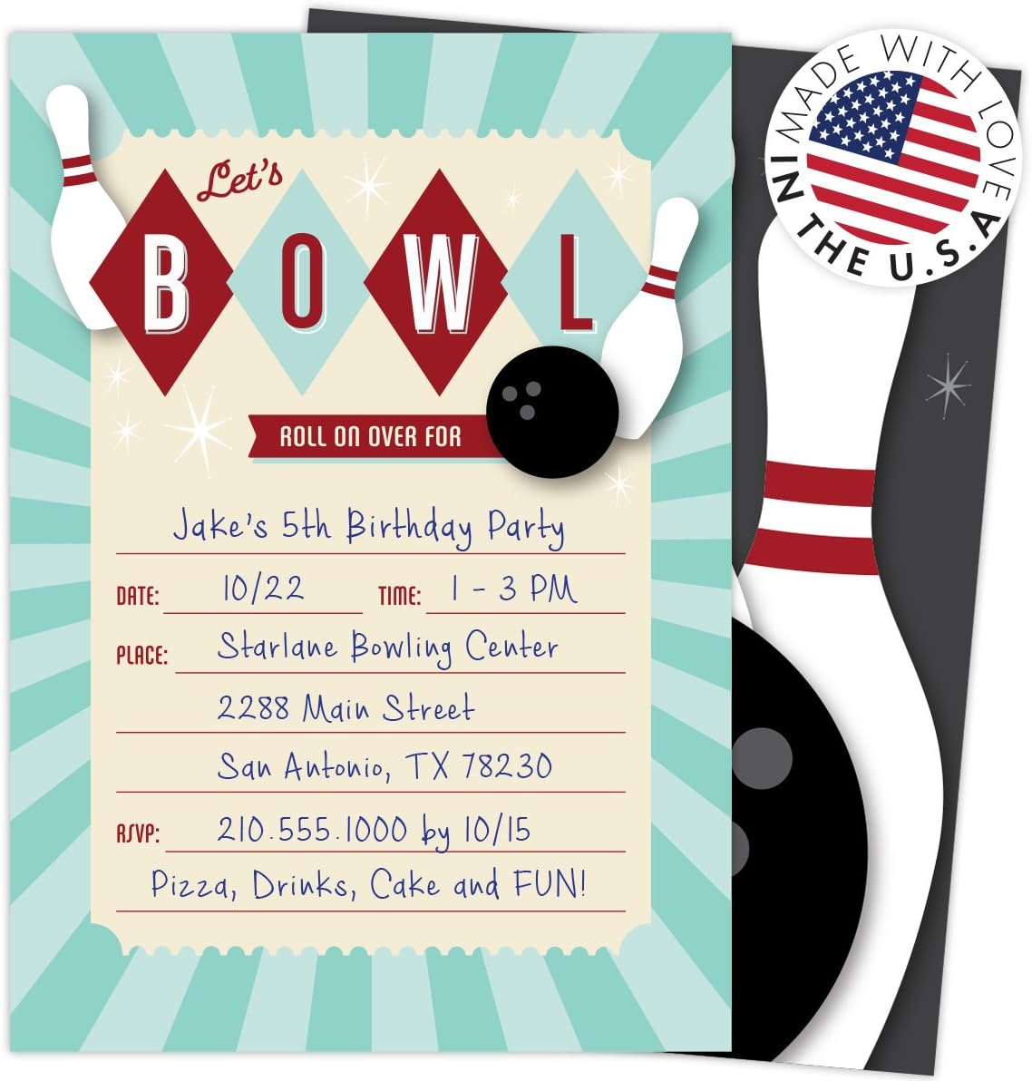 Koko Paper Co Bowling Themed Invitations Set of 25