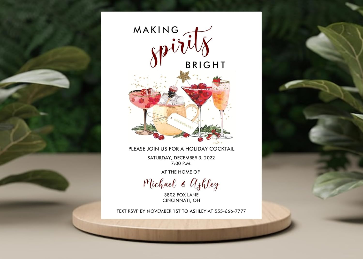 Holiday Christmas Party Invitation Making Spirits Bright