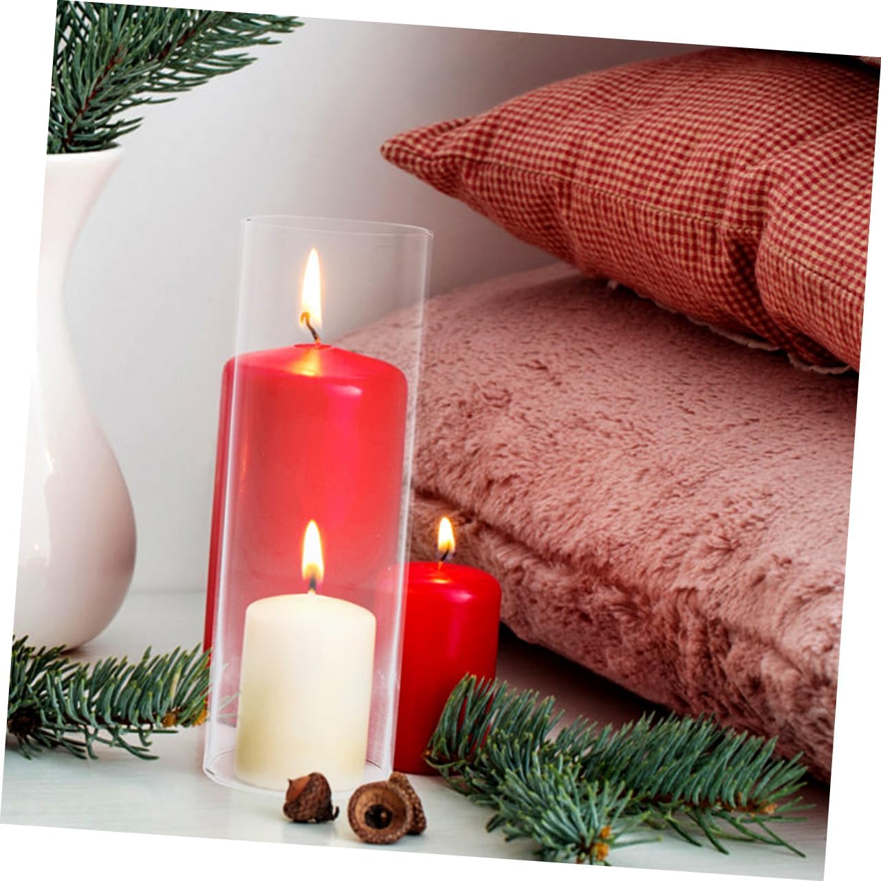 ABOOFAN Glass Candle Holder Windproof Chimney Shade for Tealight Candles