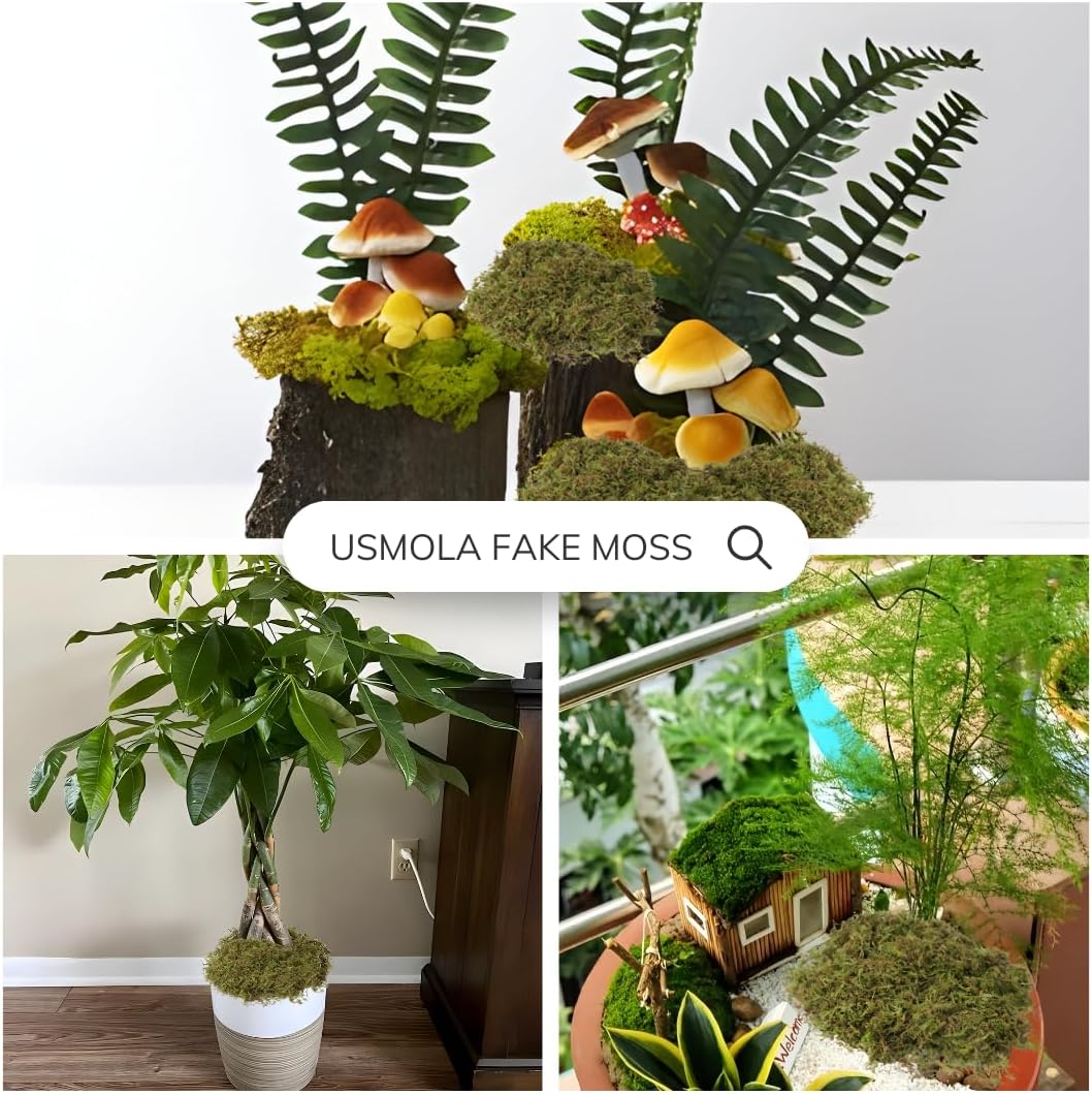 USMOLA Fake Green Moss for Potted Plants and DIY Crafts