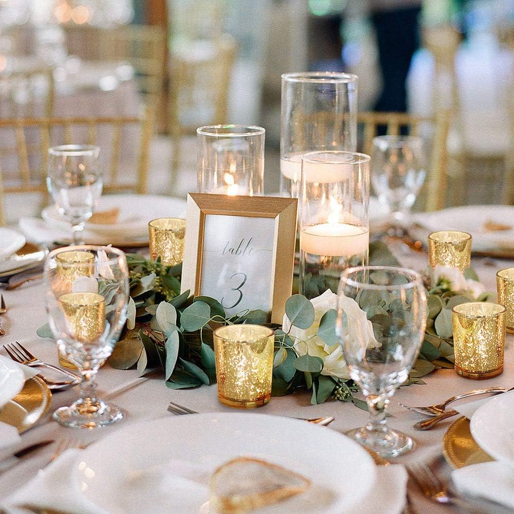 Gold Tea Light Candles Holders for Wedding Centerpieces 24Pcs