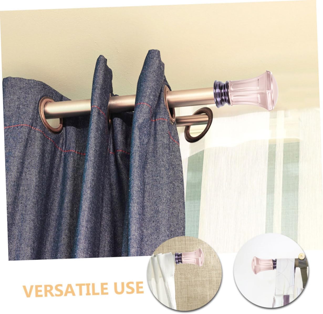 Stylish Plastic Rose Gold Curtain Rod Finials 4pcs