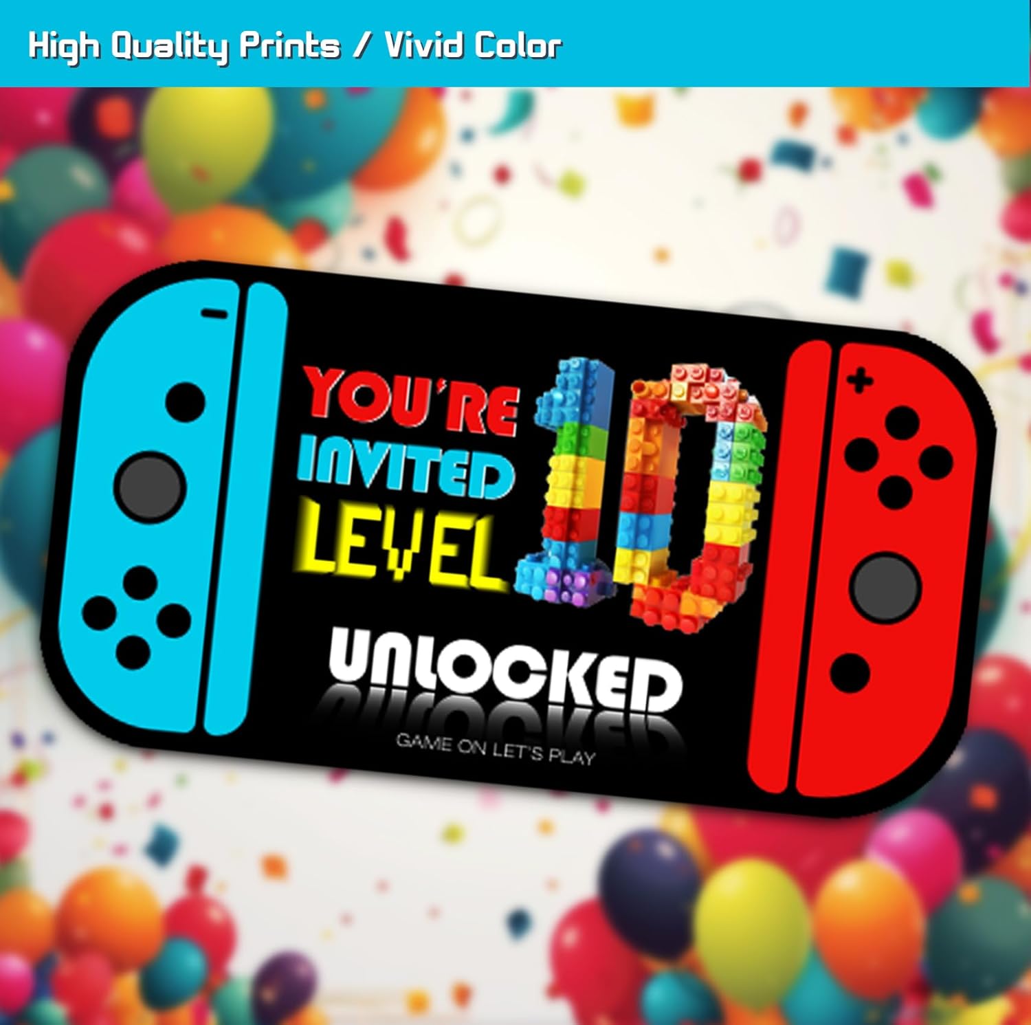 Video Game 10th Birthday Party Invitation Cards