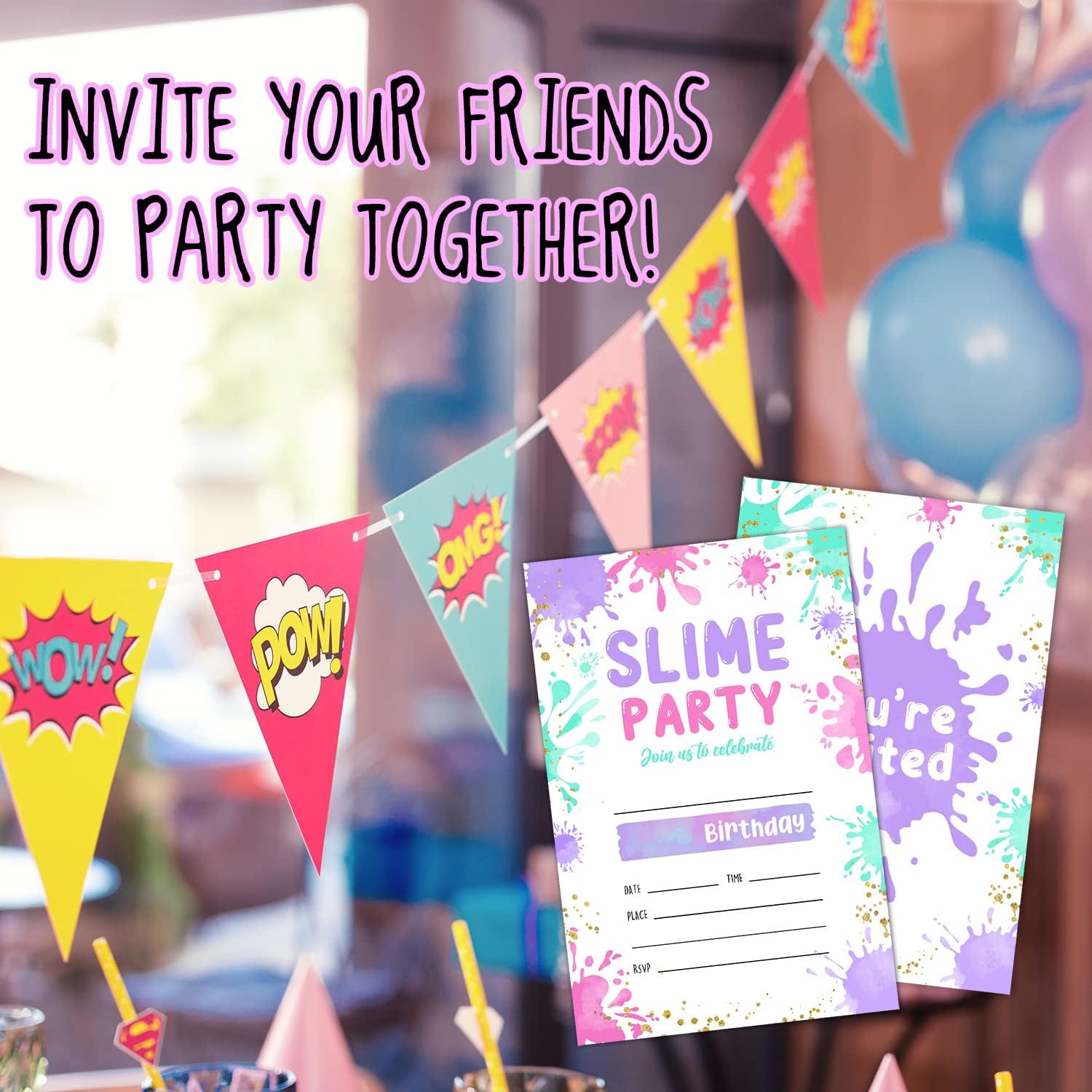 LWBEO Art Birthday Invites with Envelopes