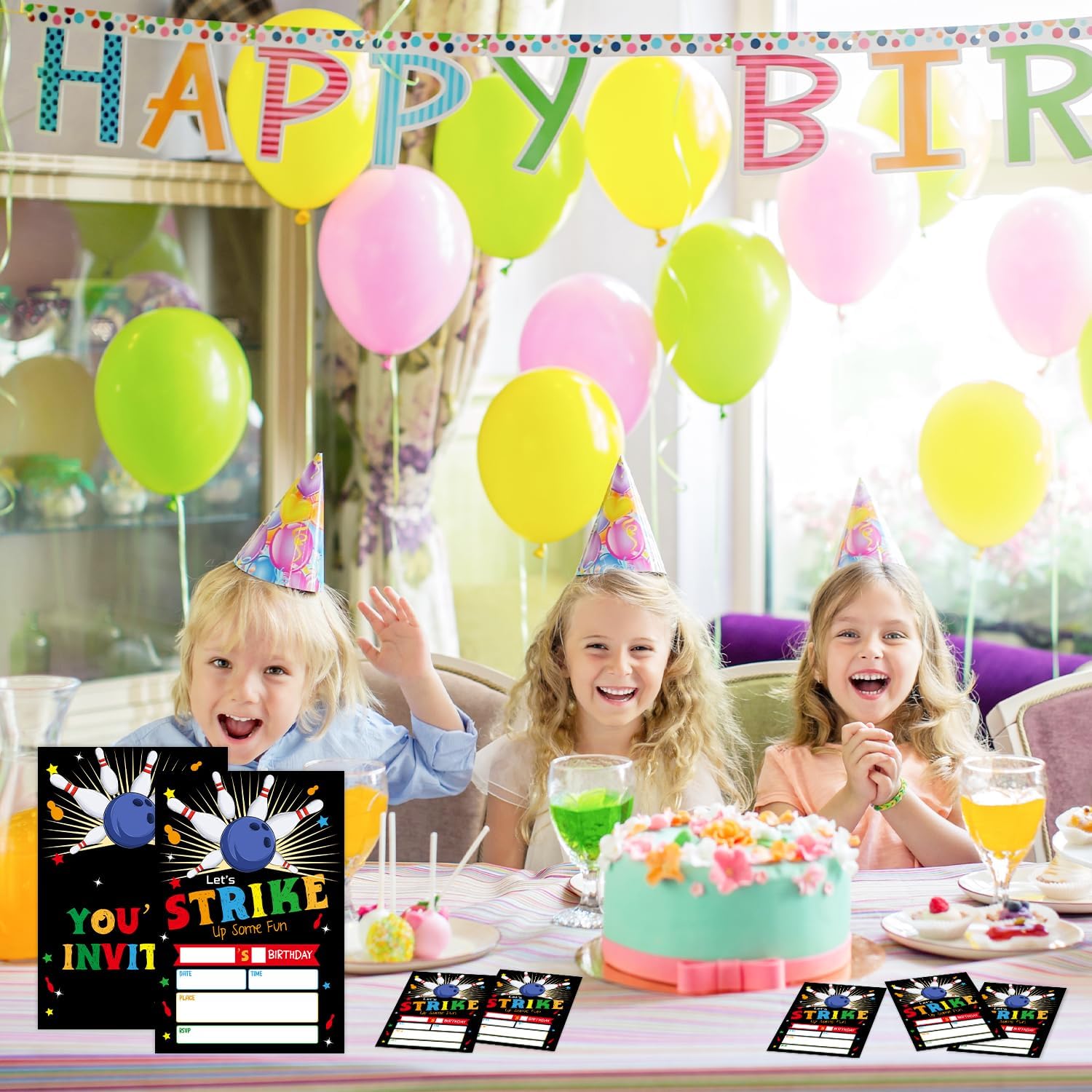 Bowling Party Invitation Cards with Envelopes Set of 20