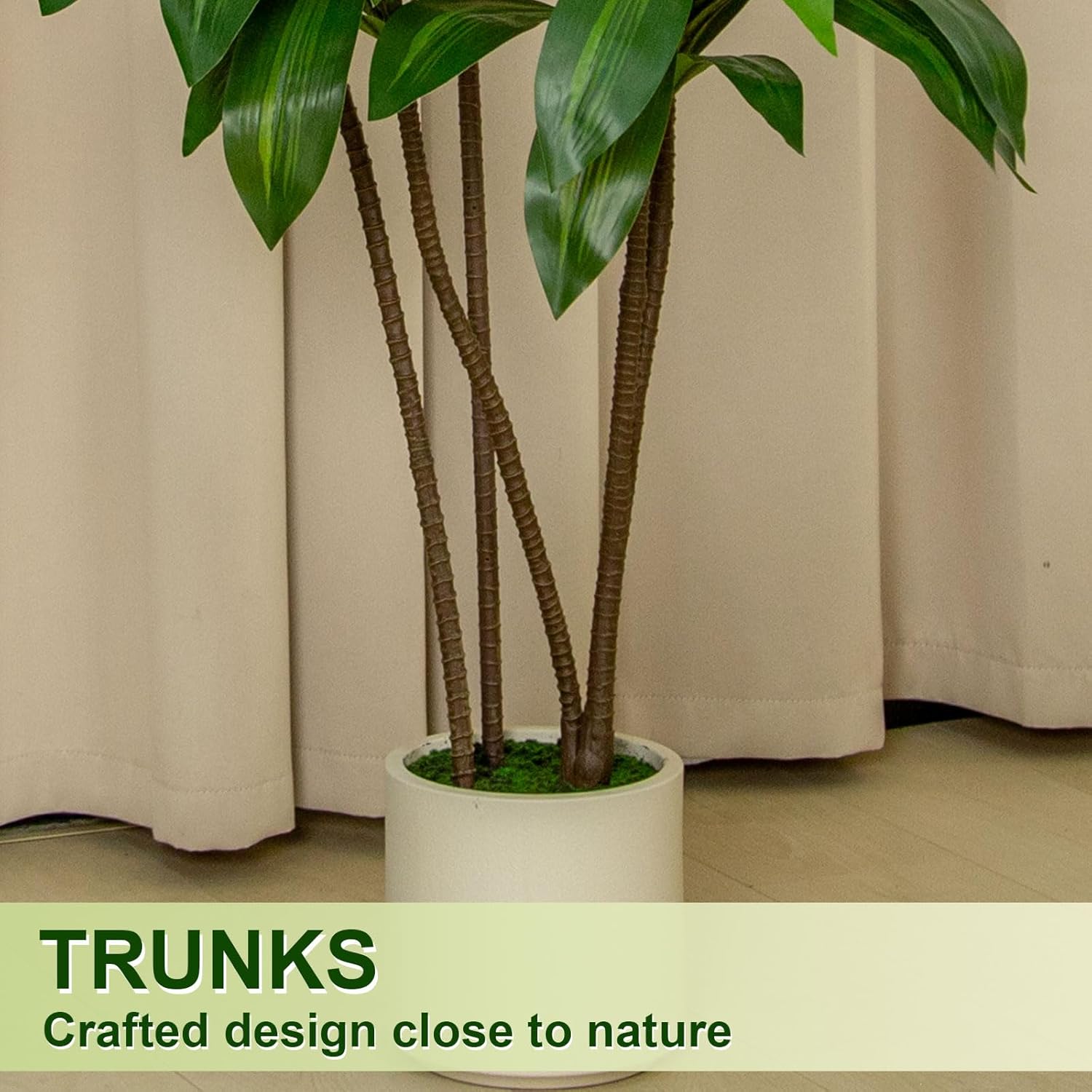 VIVATREES 6FT Artificial Dracaena Tree with White Planter