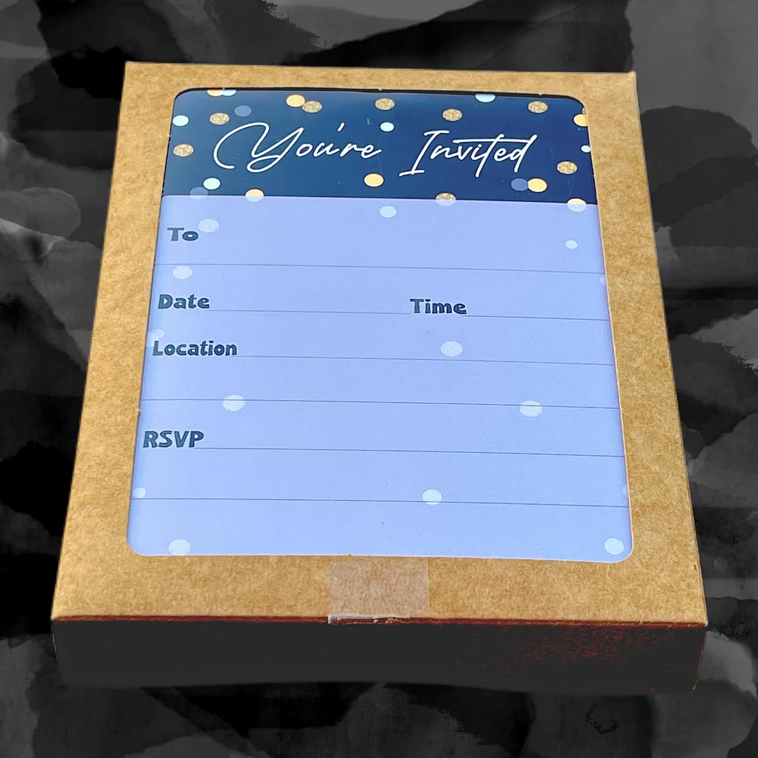 QualityVibe 25 Black Gold Invitations With Envelopes