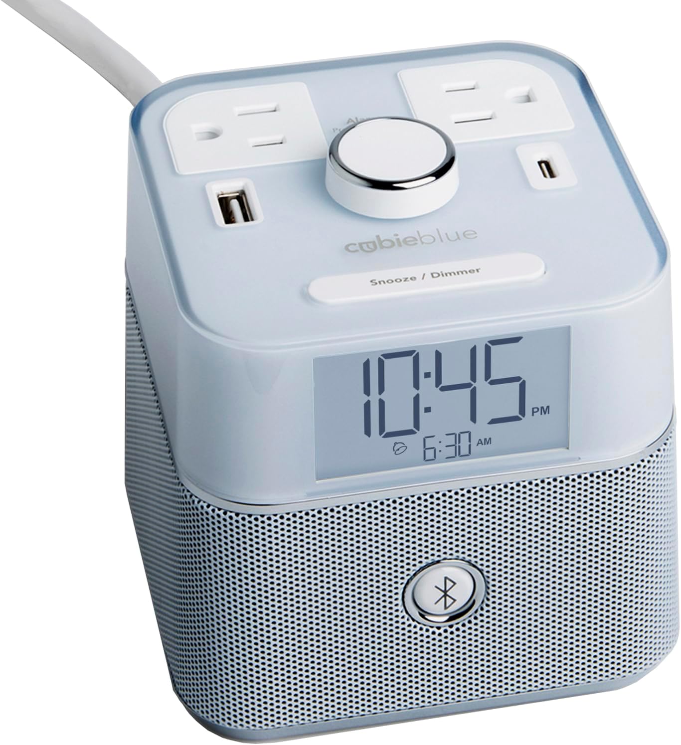 Brandstand CubieBlue White Charging Alarm Clock