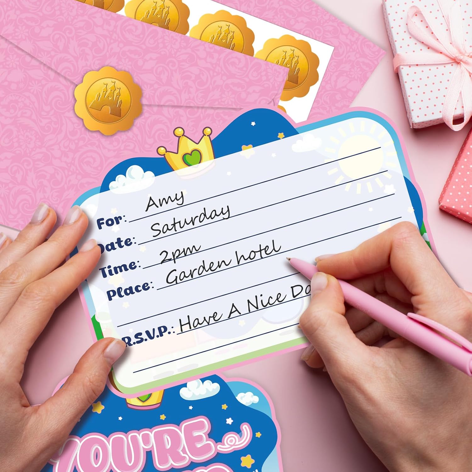 Pink Pig Birthday Invitations 20Pcs Cute Animal Party Cards for Girls