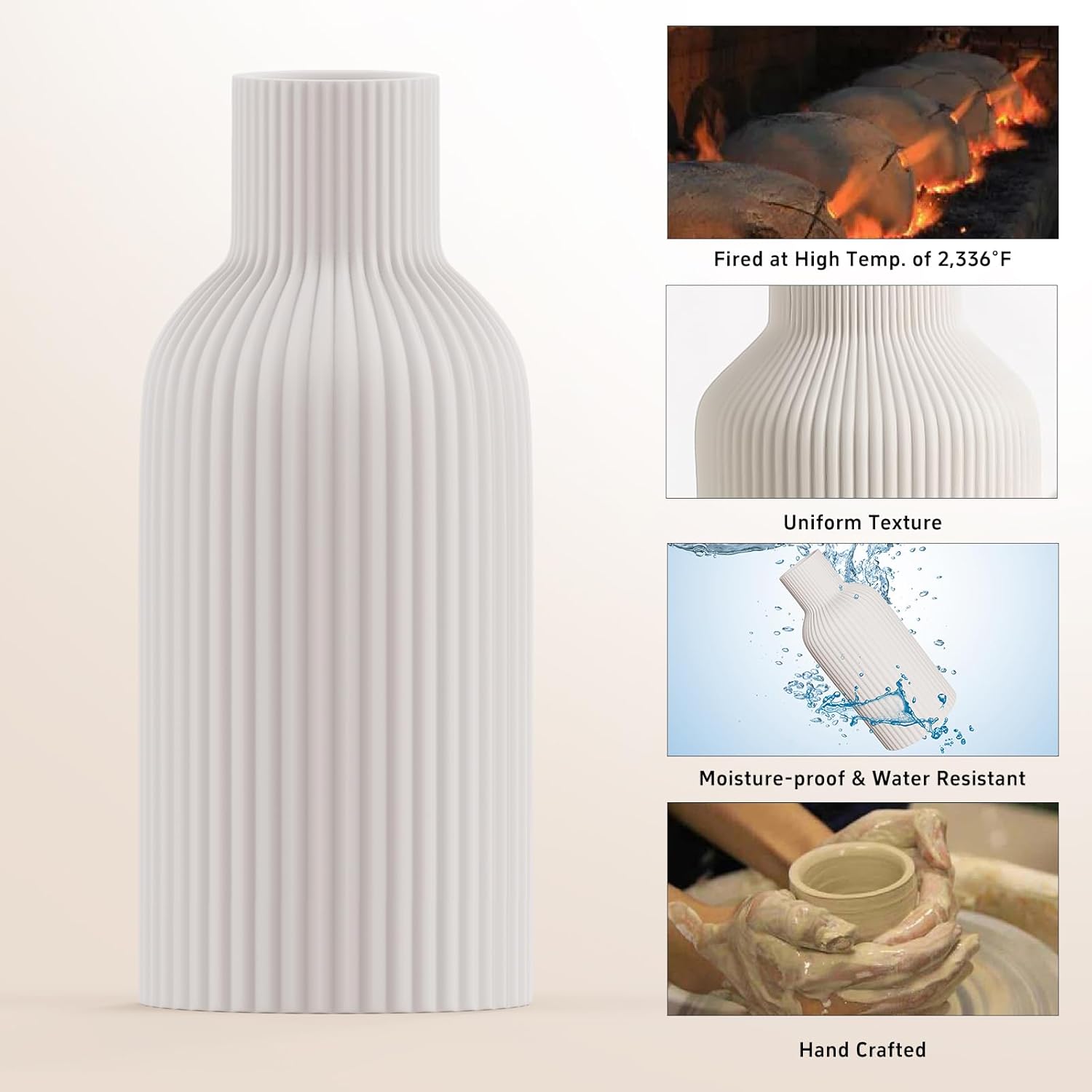 White Ceramic Vase for Modern Home Decor