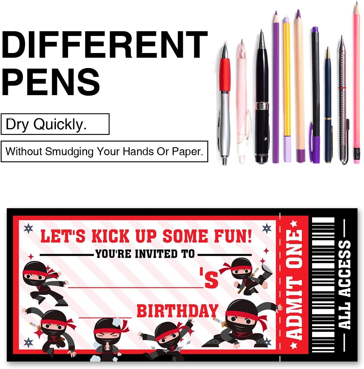 VAHATAN Ninja Birthday Invitations 20-Pack with Envelopes