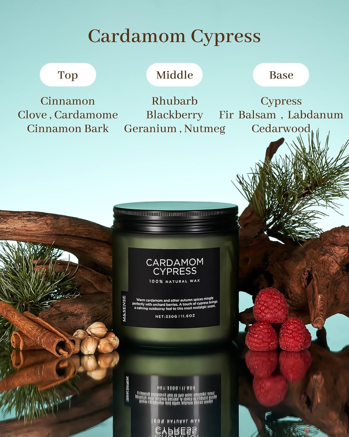 MSENSE Cardamon Cypress 2 Wick Jar Candle 116oz