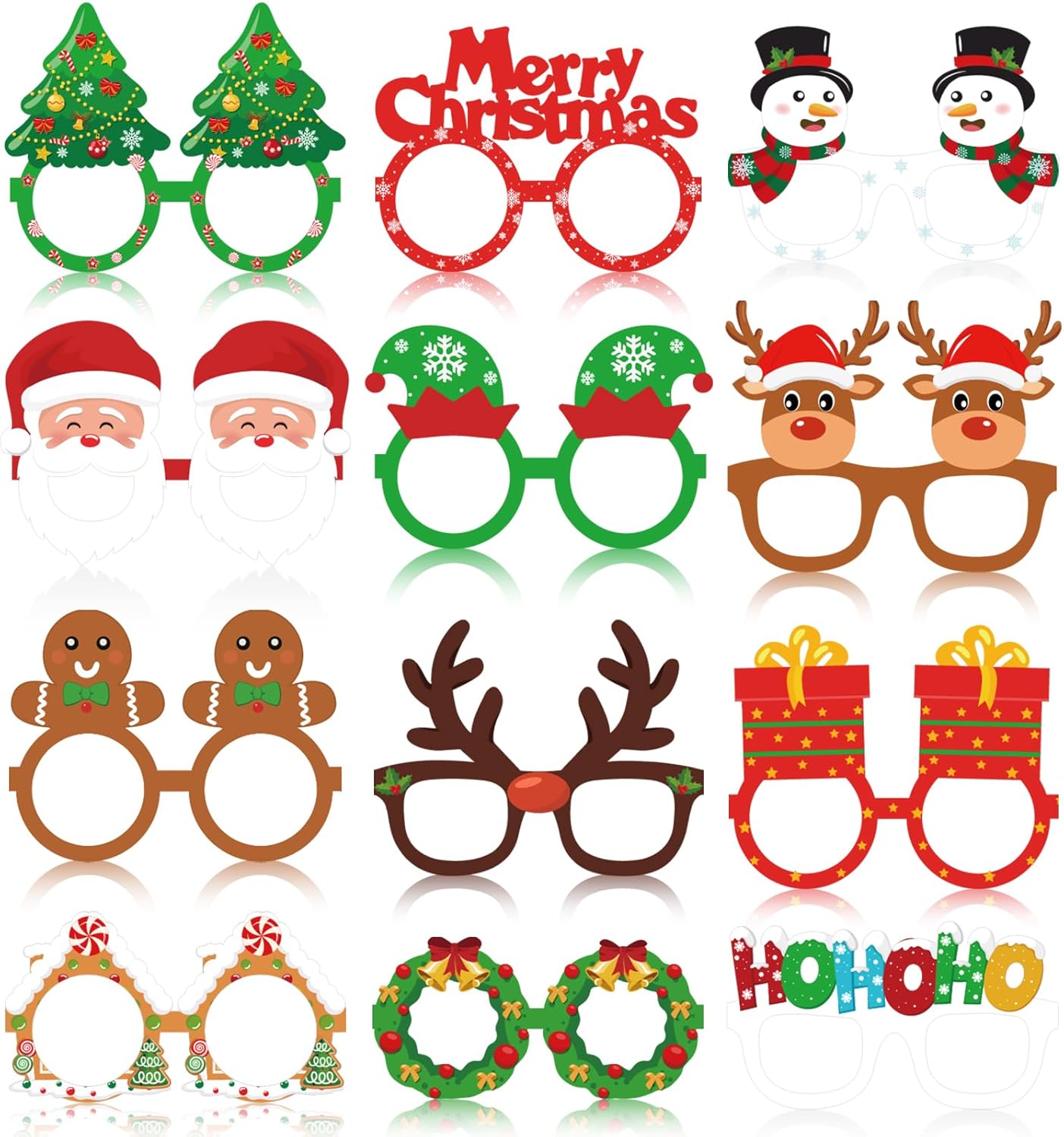 12Pcs Christmas Glasses for Kids and Adults