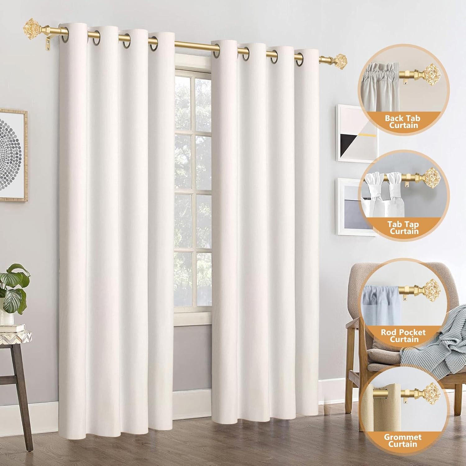 TONIAL Telescoping Curtain Rods 32-58 Inch Luxury Gold
