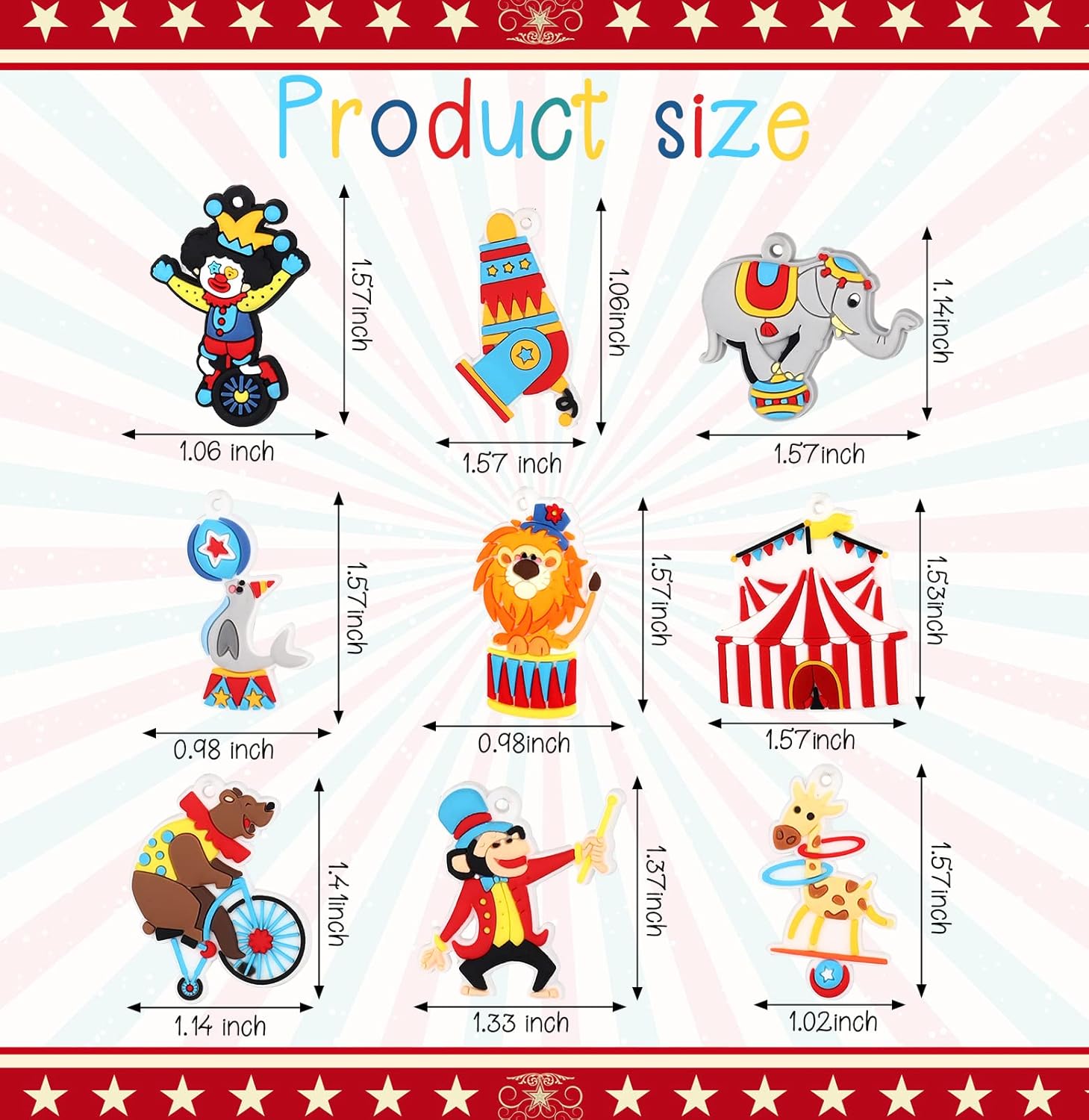 36 Pcs Circus Animals Keychains Party Favors