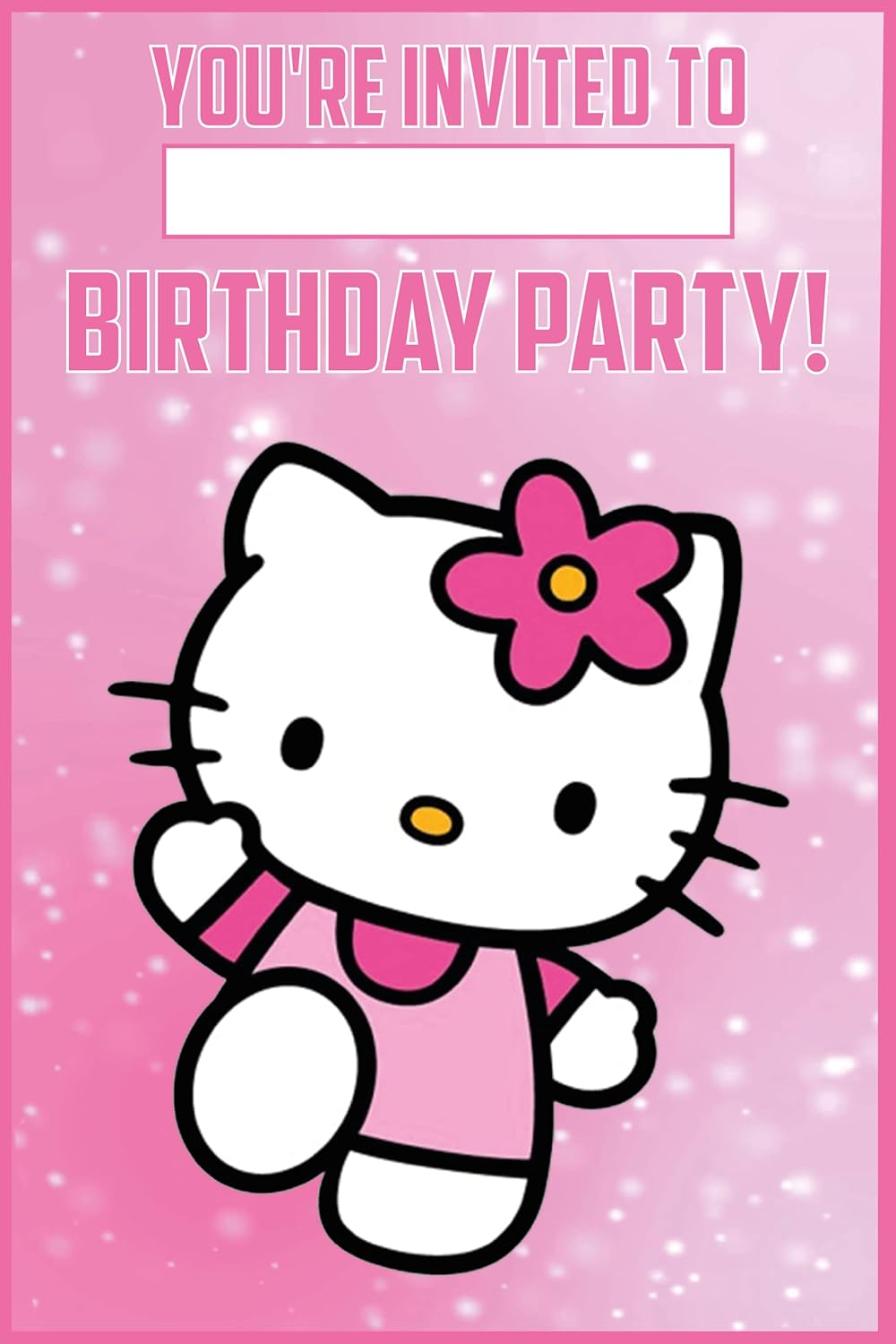 Set of 20 Cute Pink Cat Birthday Invitation Cards