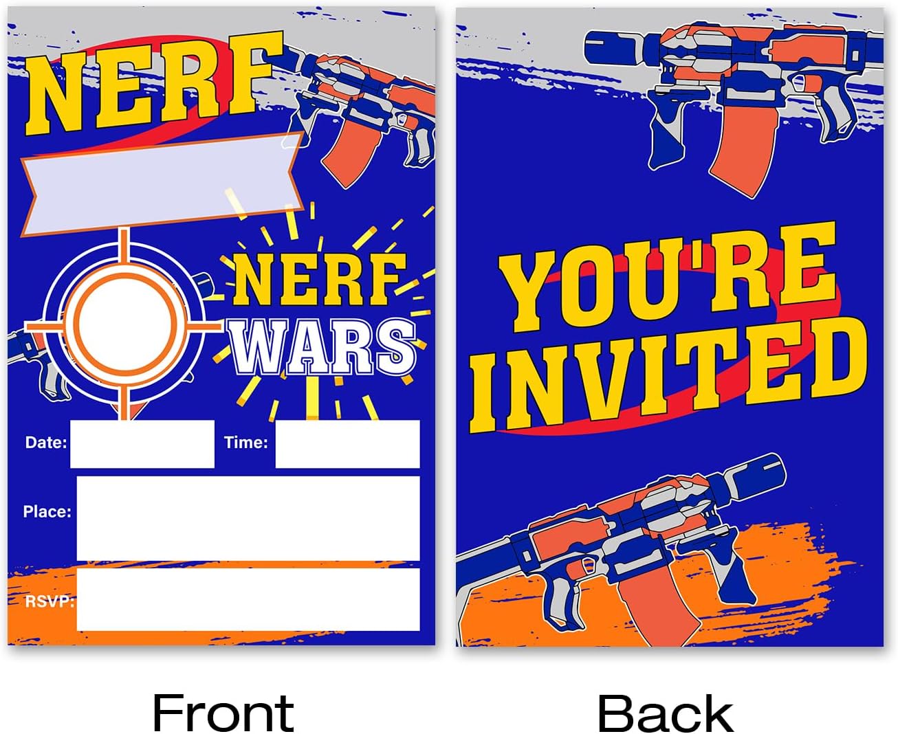 VAHATAN Dart Gun Birthday Invitations 20 Pack With Envelopes