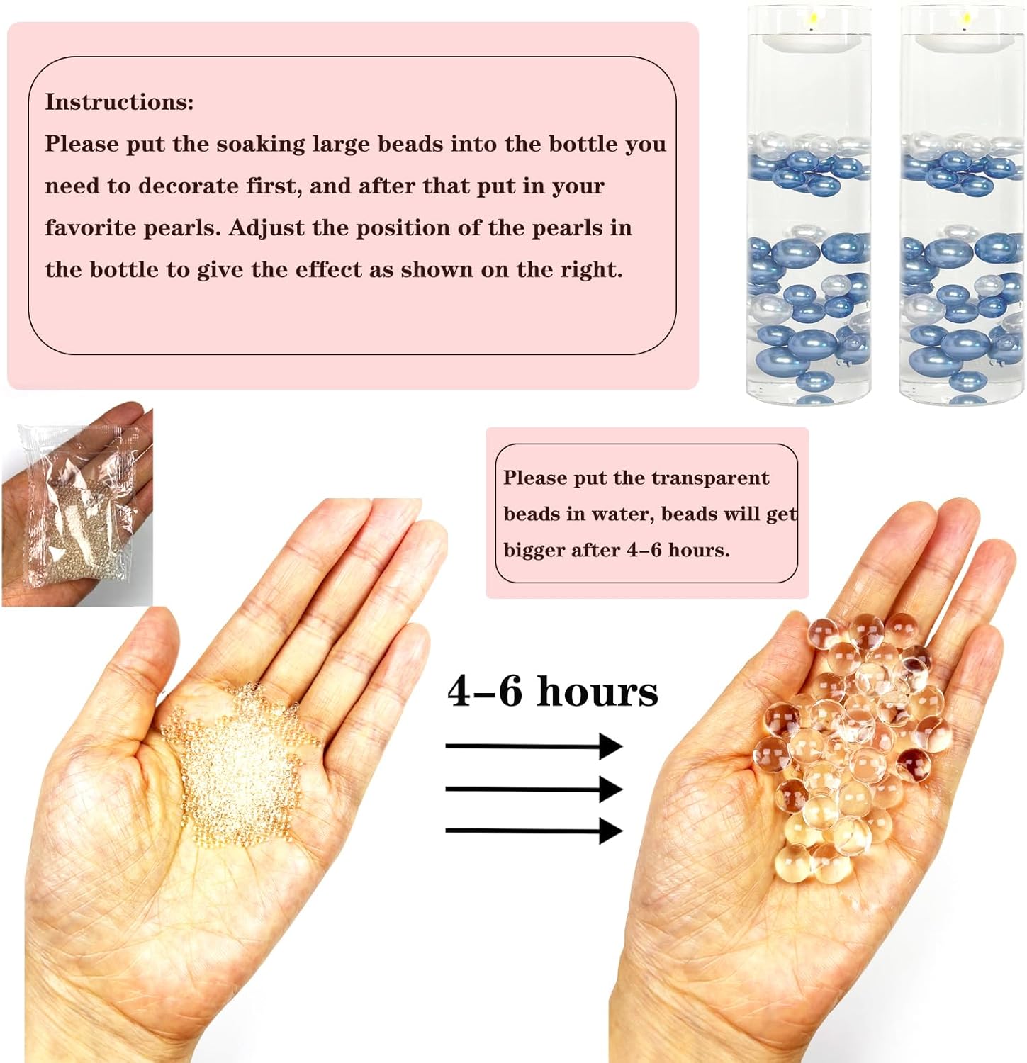 Floating Pearls Vase Filler Decor 105pcs 1000 Transparent Beads