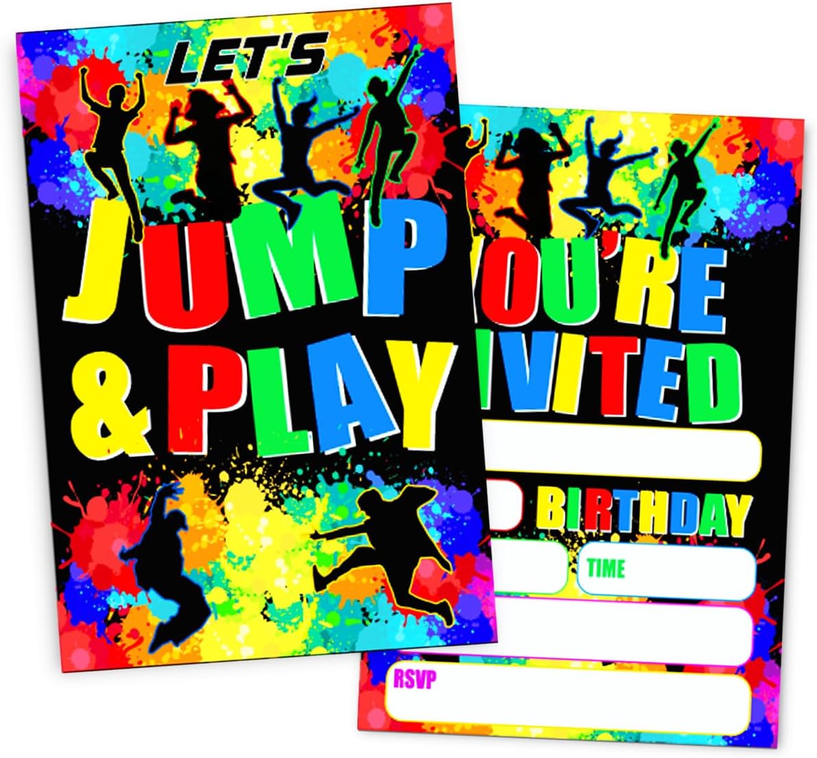 Trampoline Jump Birthday Party Invitations Set