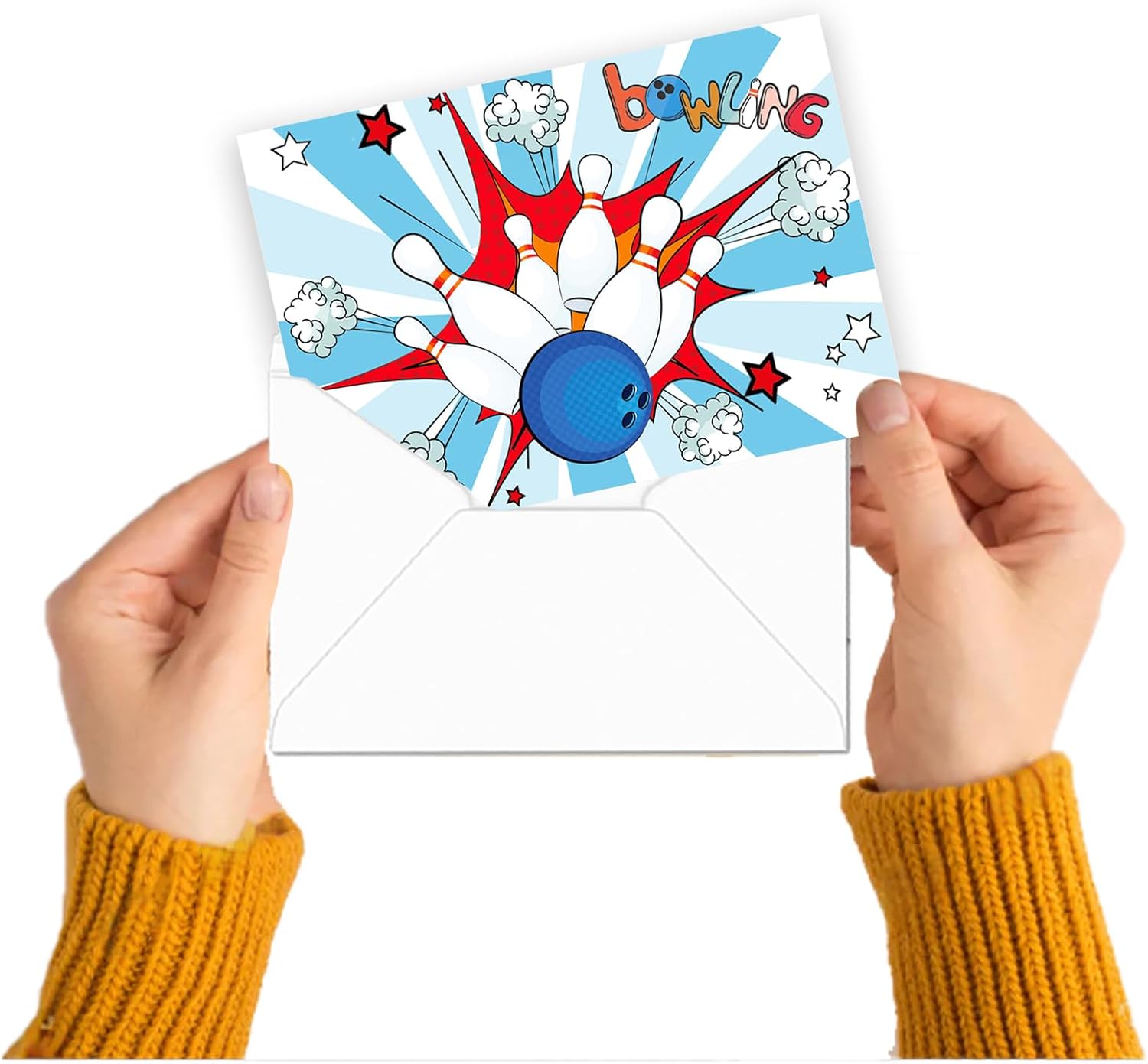 15 Pack Bowling Birthday Invitations with Envelopes