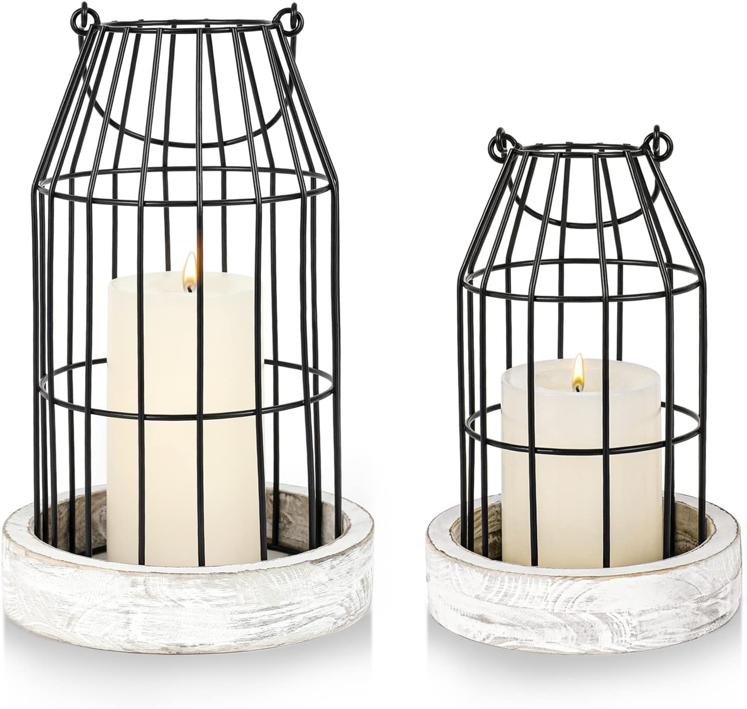 Rustic Farmhouse Candle Lantern Set of 2