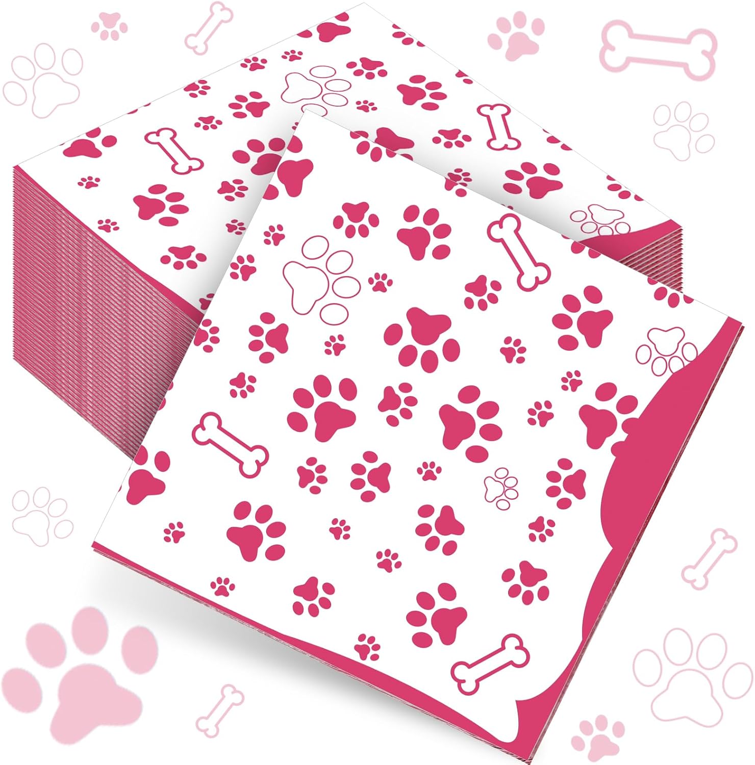 CHENGU 100 Piece Paw Print Napkins 2 Layers