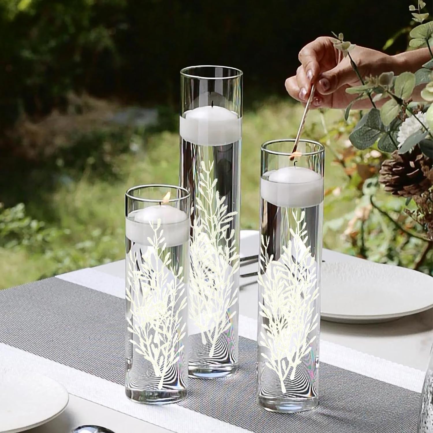 36Pcs Floating Candle Flowers Cylinder Vase Fillers for Wedding and Party