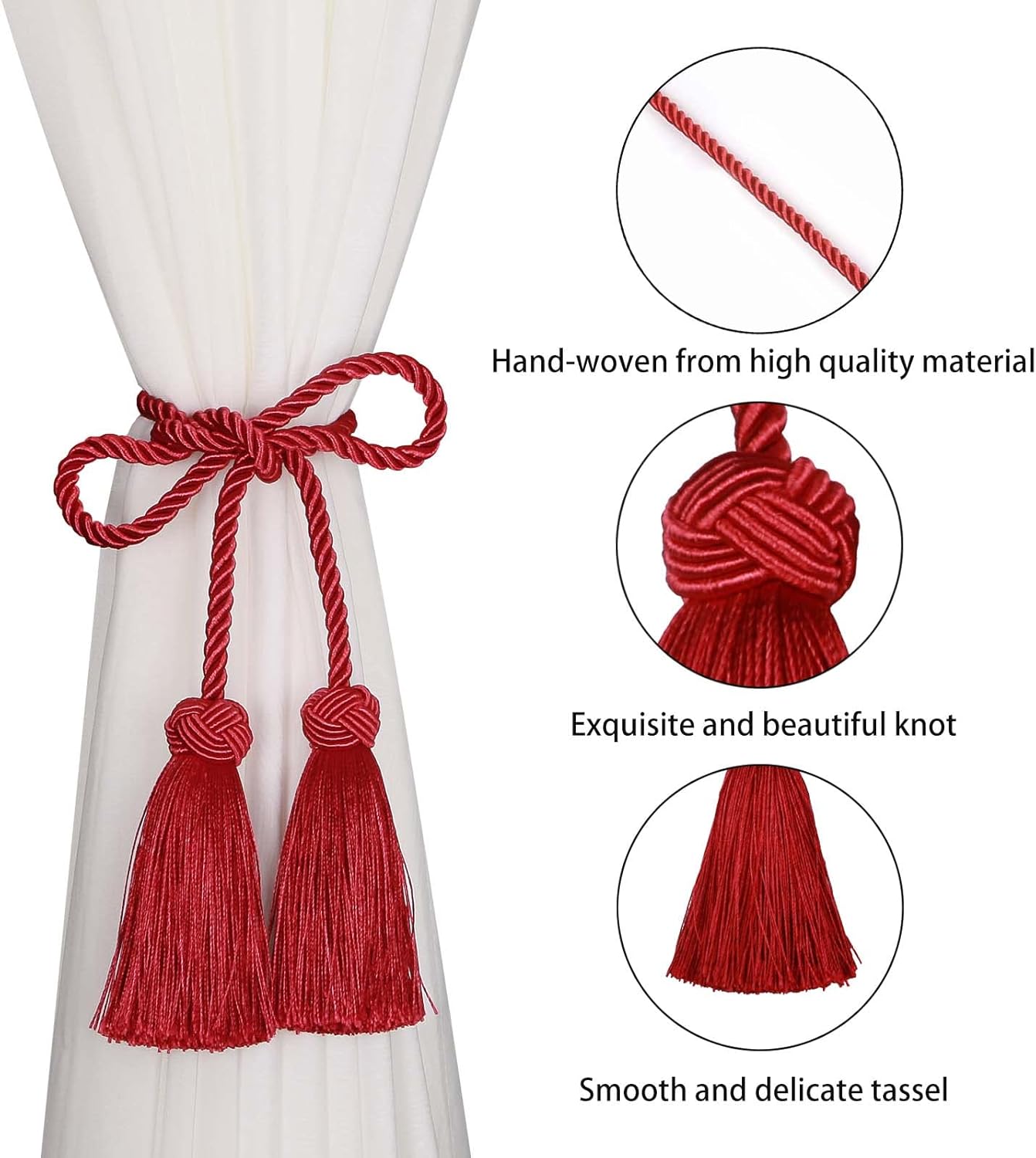 BEL AVENIR 2 Pack Curtain Tiebacks with Tassel