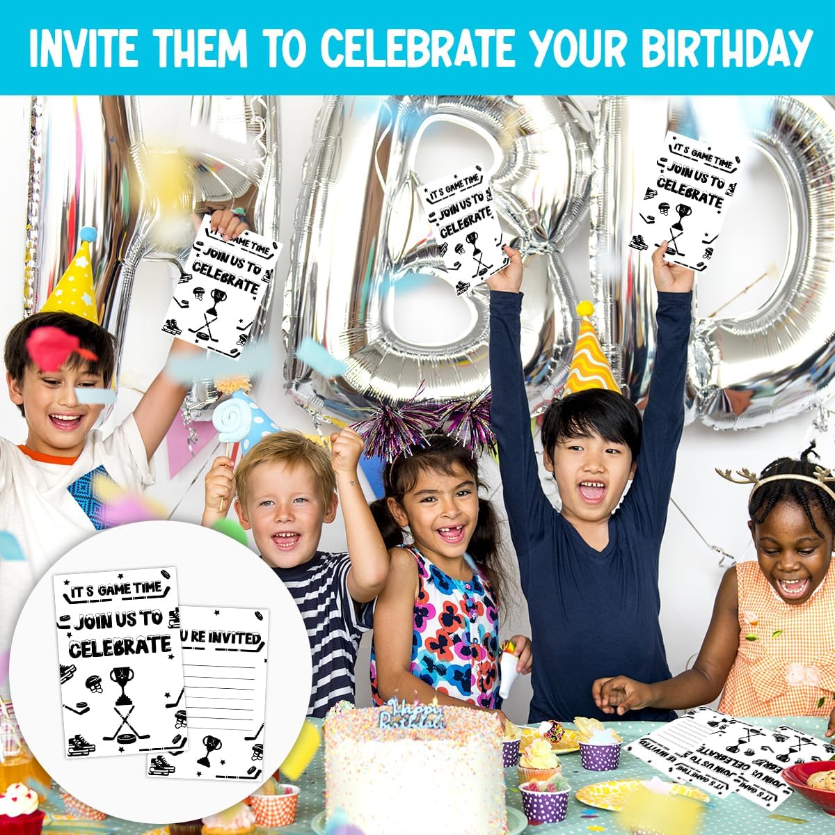 Ice Hockey Birthday Party Invitations for Boys 30 Cards