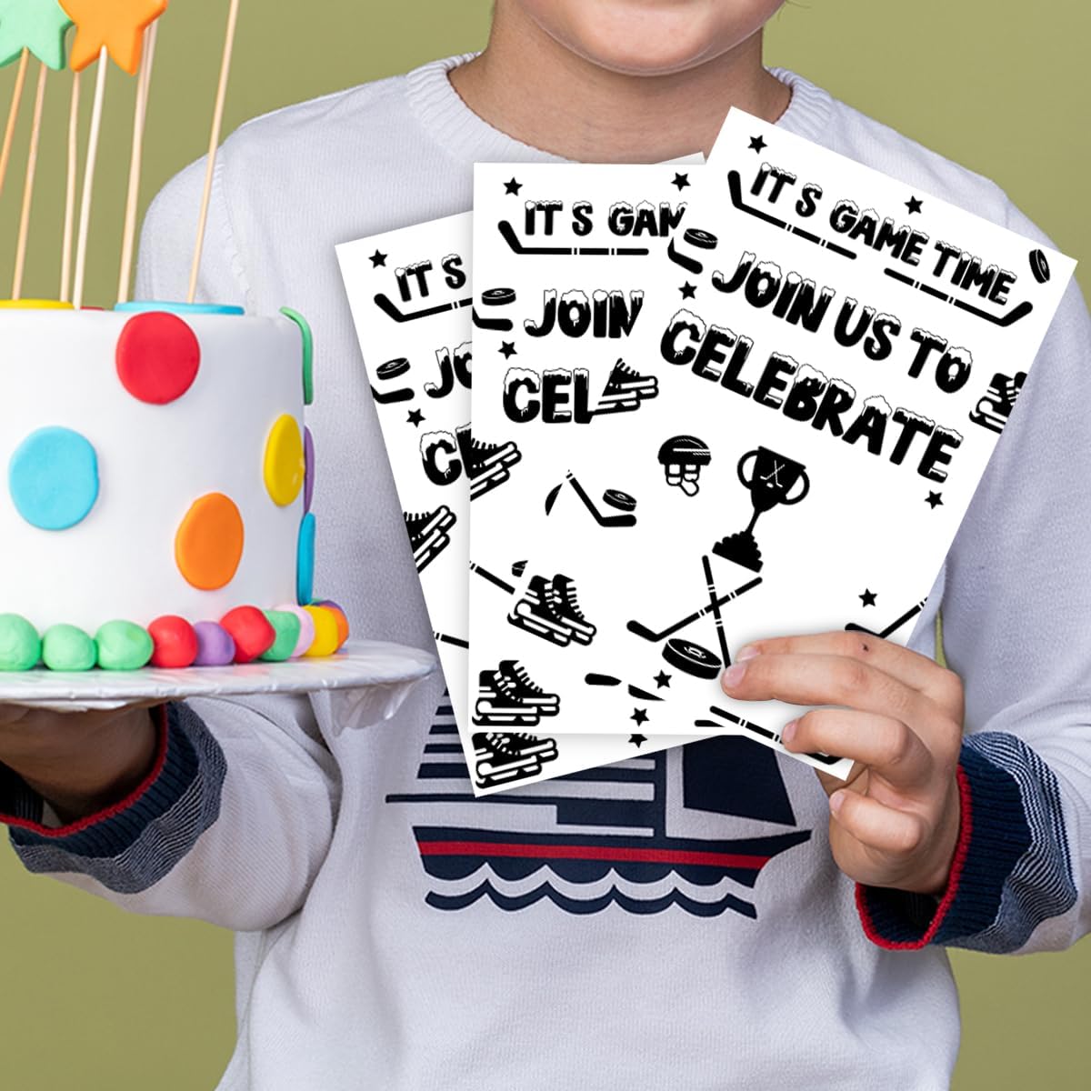 Ice Hockey Birthday Party Invitations for Boys 30 Cards