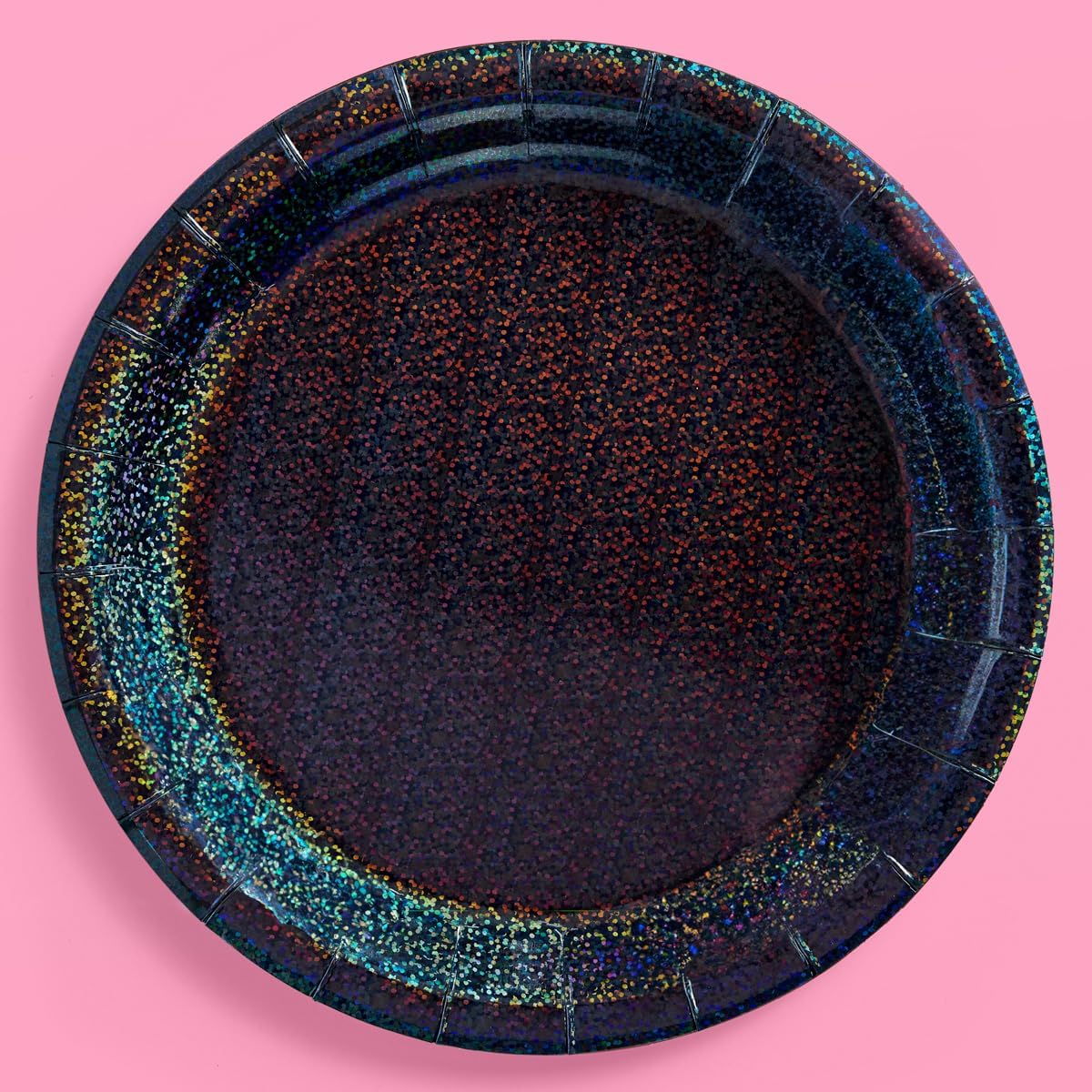 Xo Fetti Black Holographic Foil Plates 25 Pack