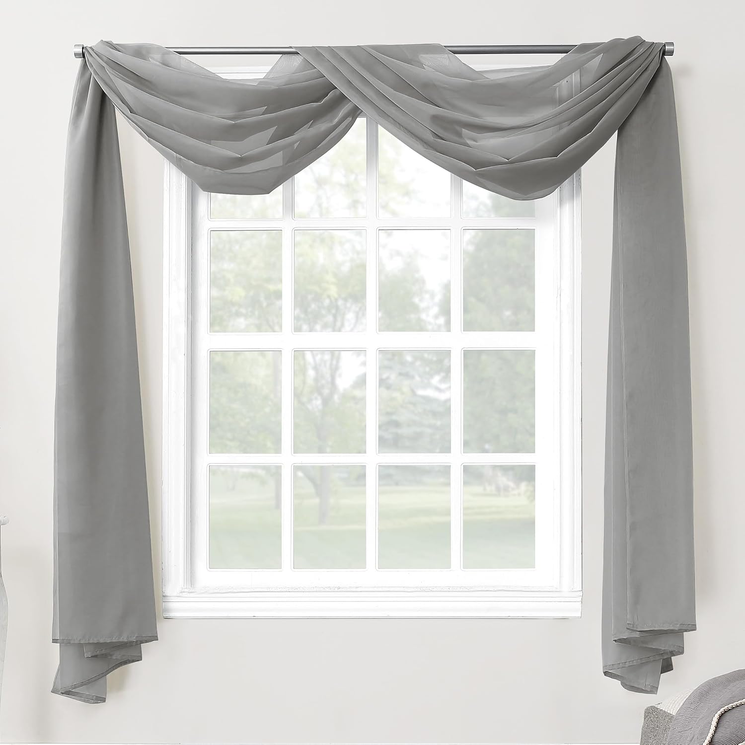No 918 Emily Charcoal Curtain Panel with Scarf