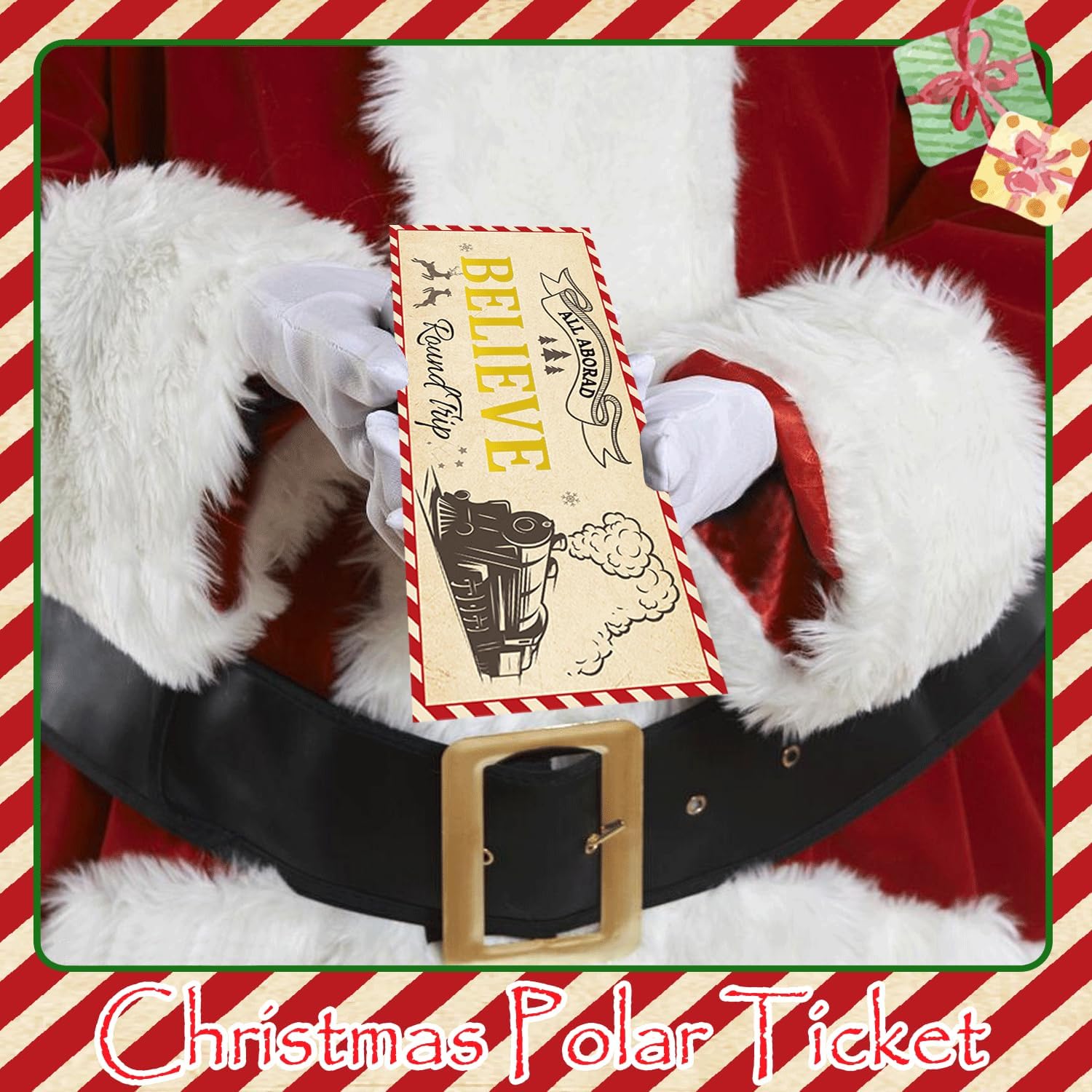 Well Tile 30 Set Christmas Ticket Invitations with Envelopes 3x8 Inch