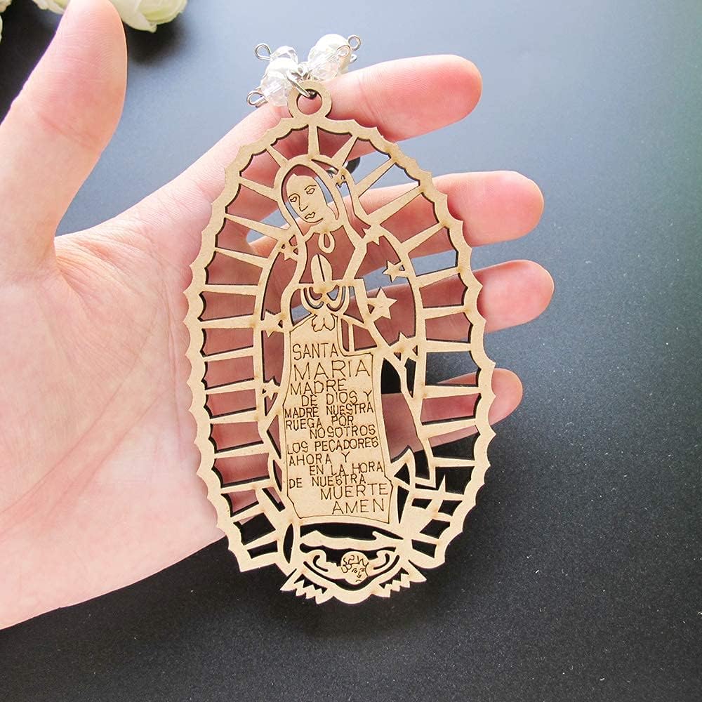 12Pcs Lady of Guadalupe Wood Design Keychain Favors