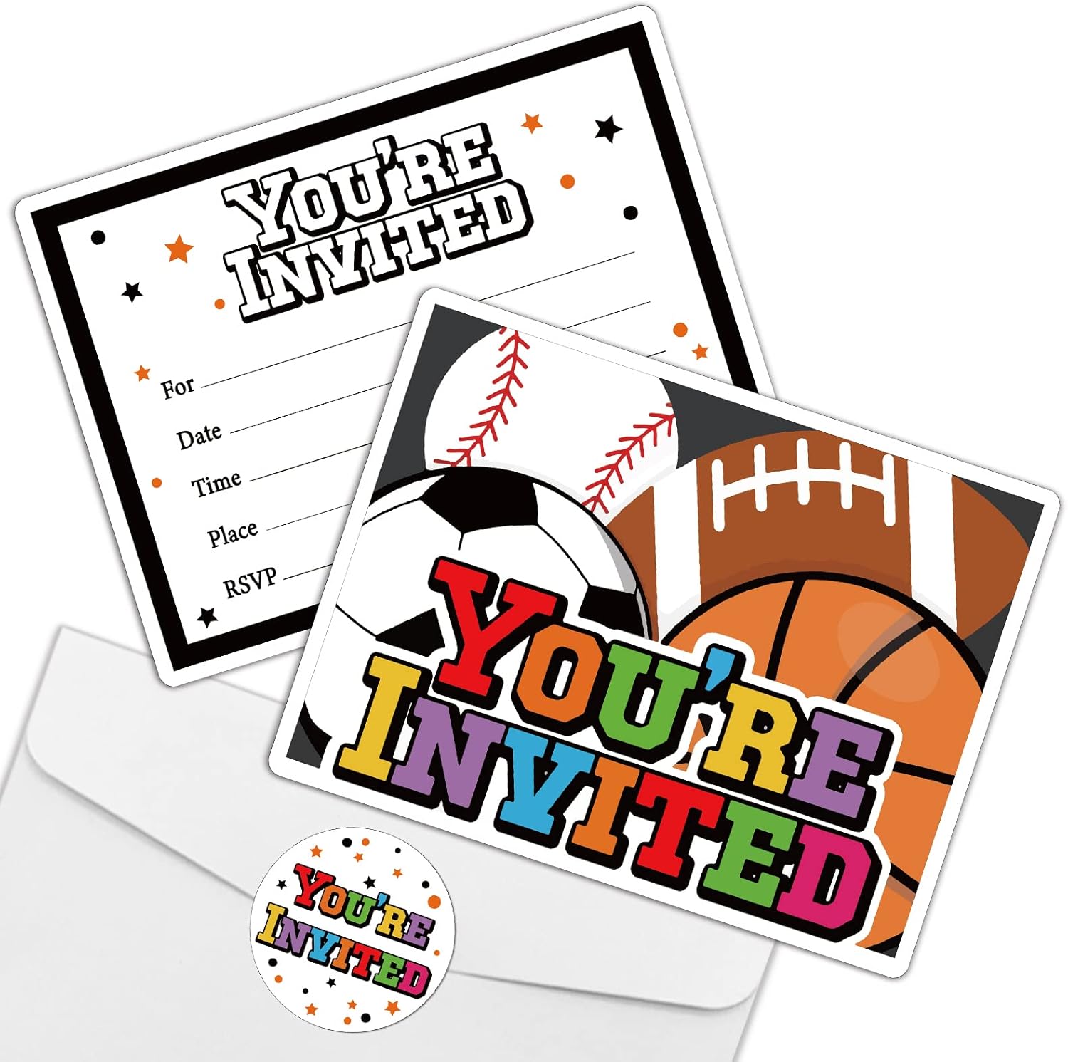 REWIDPARTY Sports Party Invitations Set of 15