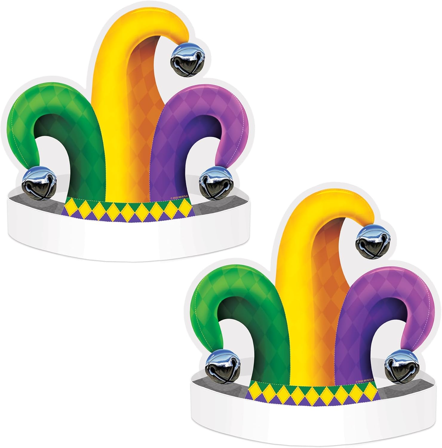 Beistle 2 Piece Jester Hat Headbands for Mardi Gras