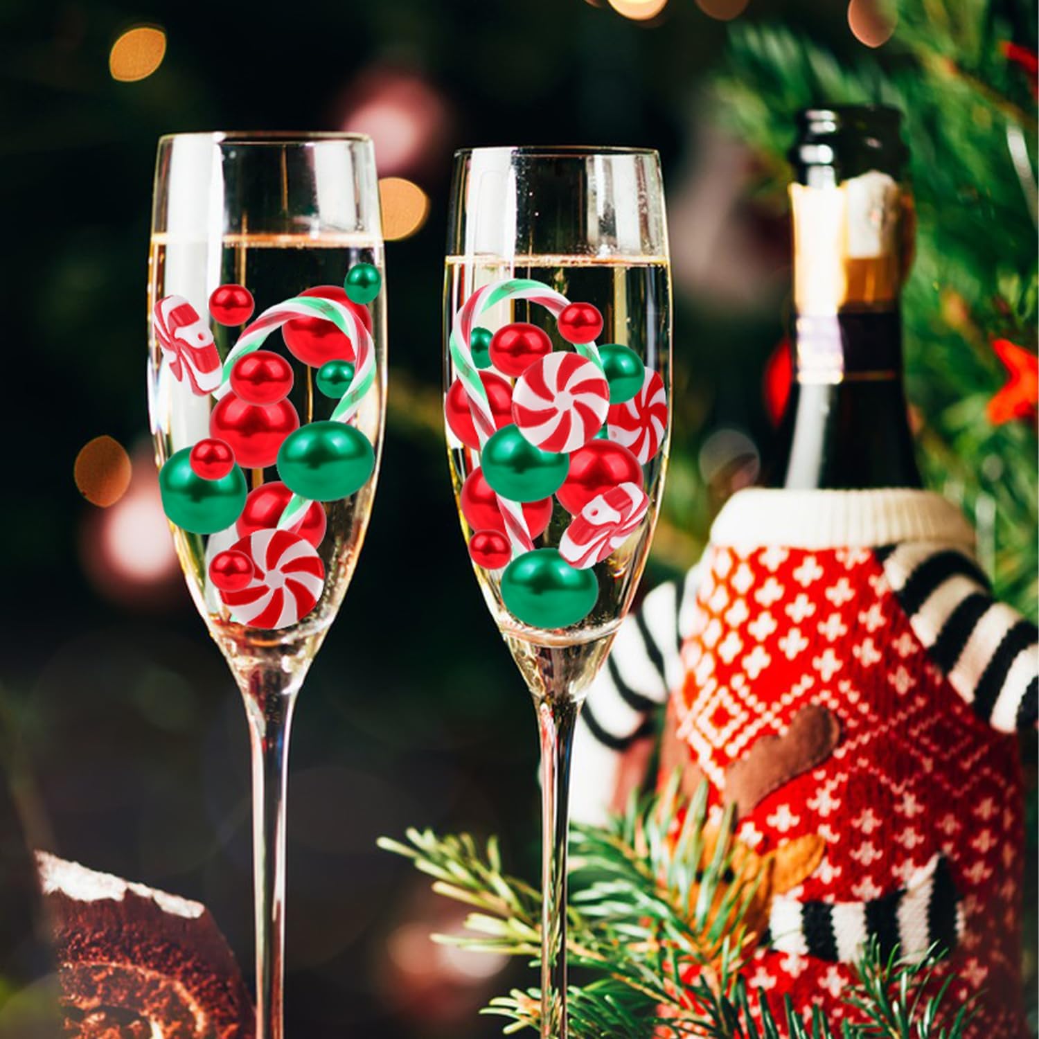 Larber Christmas Vase Filler Set with Floating Candles