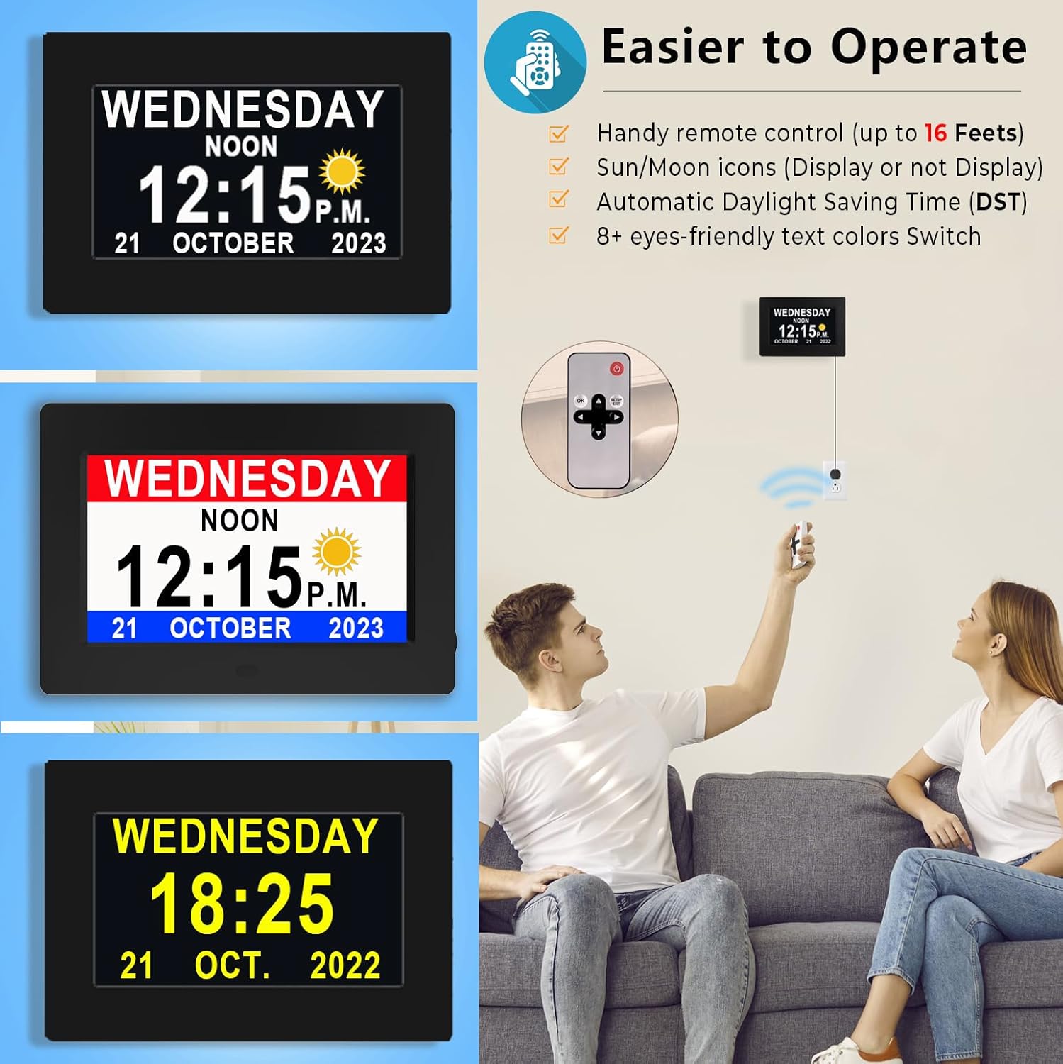 7 Inch Day Clock with 19 Alarms and 20 Custom Reminders