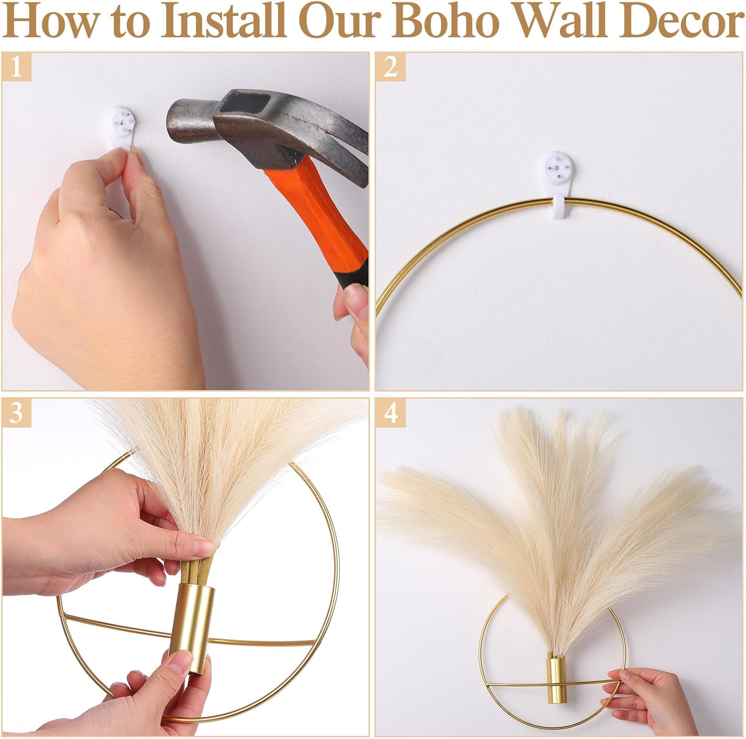 Wesiti 2 Piece Boho Pampas Wall Decor Set