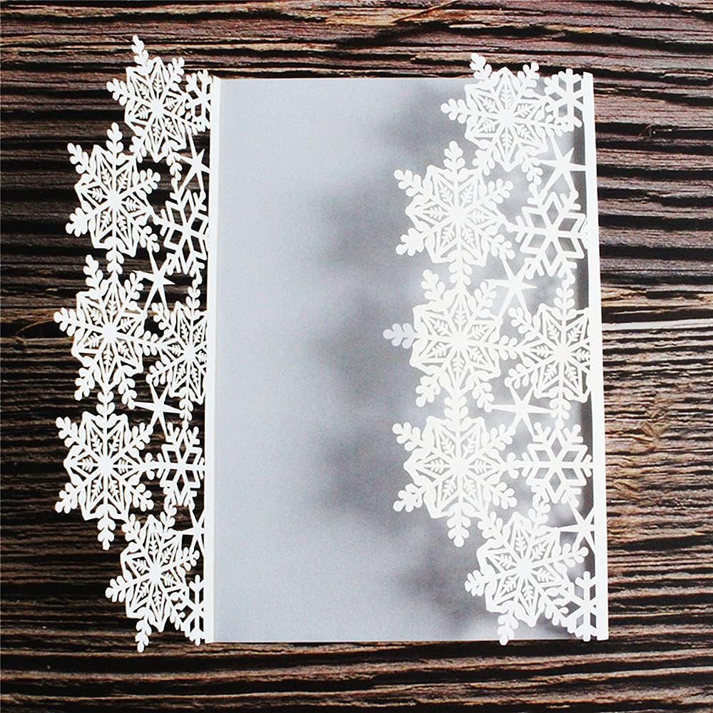 50pcs Laser Cut Christmas Snowflake Invitations with Envelope and Inner Paper