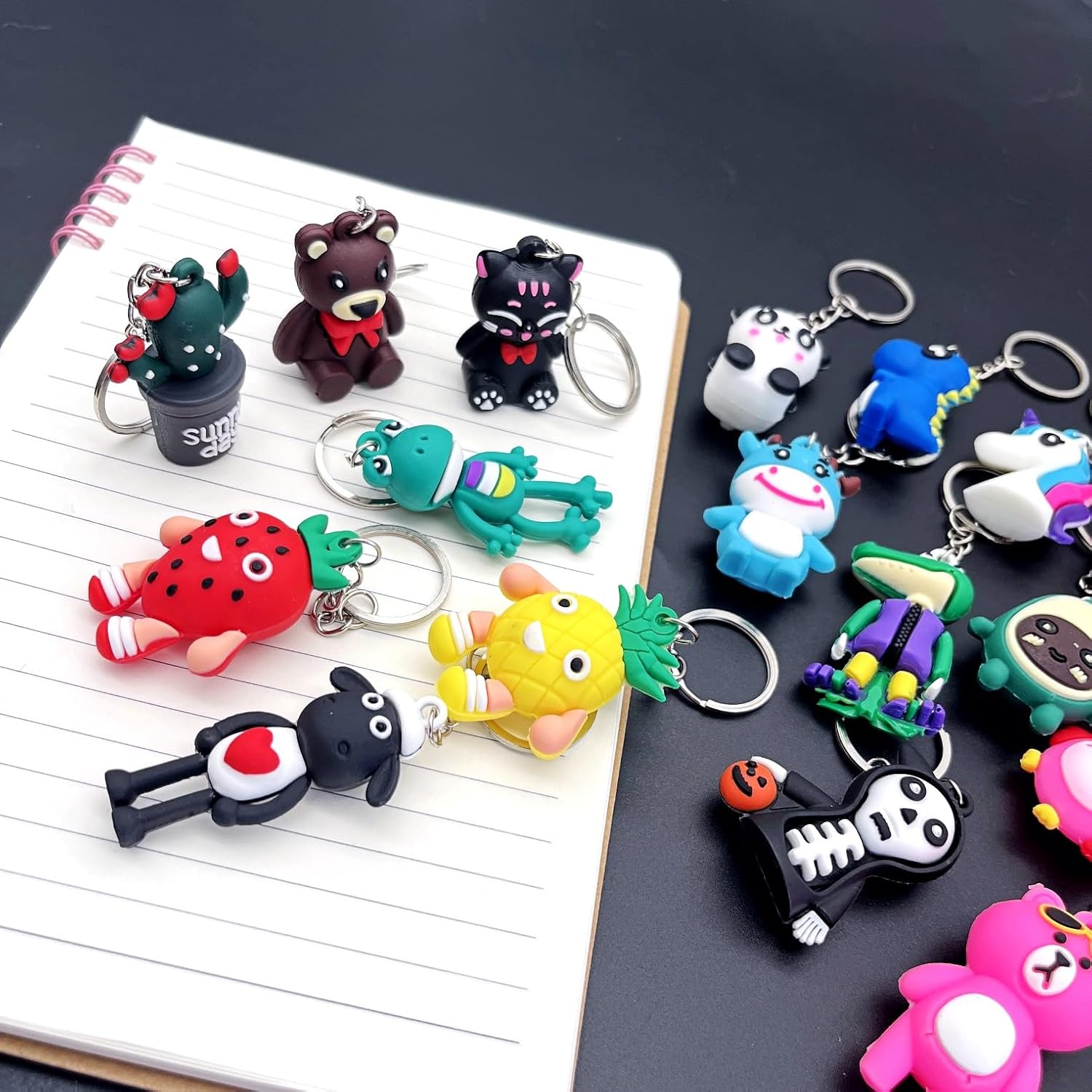 JZK 20pcs 3D Animal Keychain Set for Kids