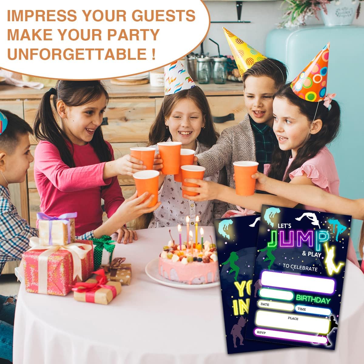 Trampoline Park Birthday Party Invitation Cards For Teens Kids Parties