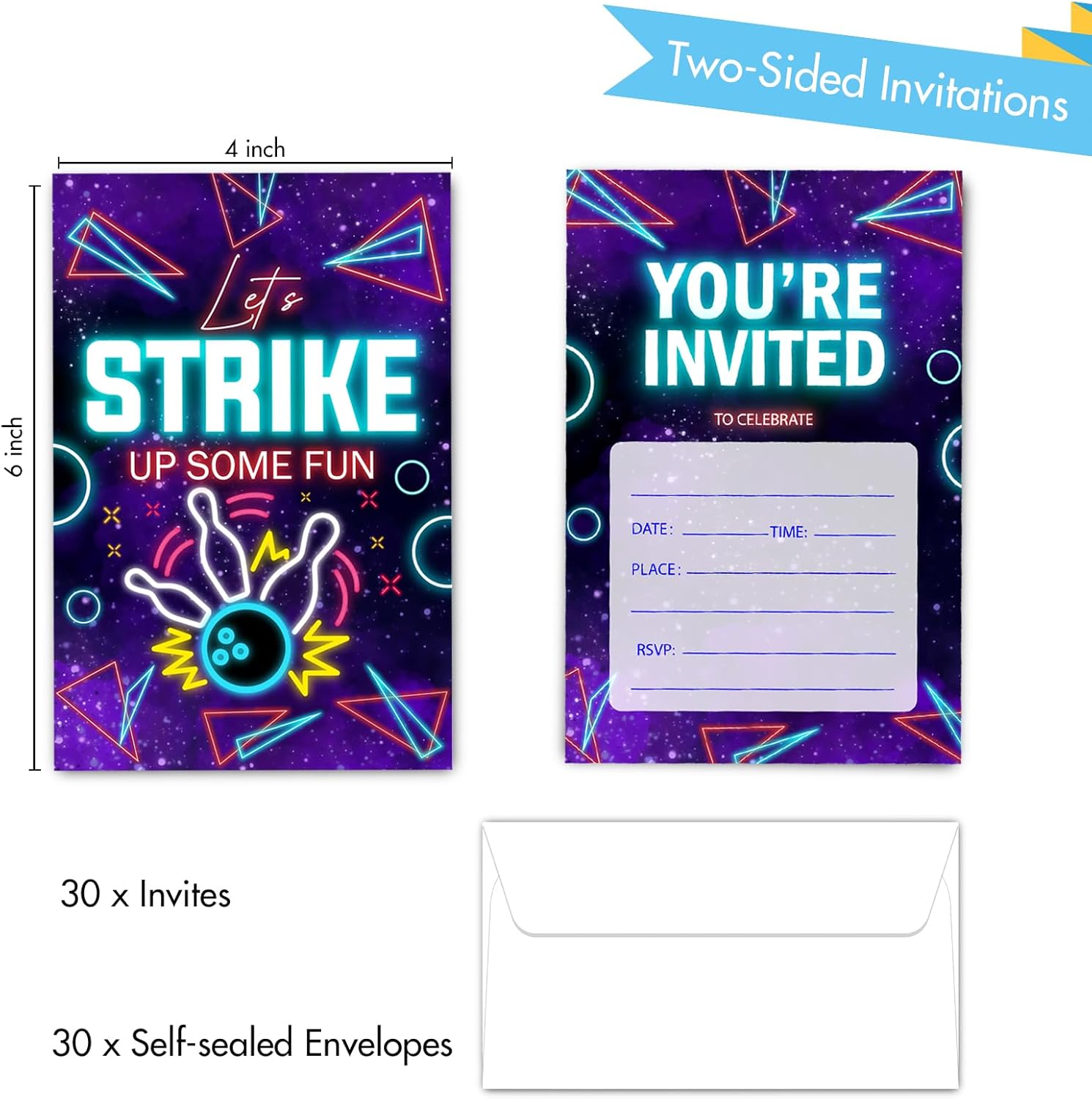 Strike Bowling Birthday Invites with Envelopes 30 Count