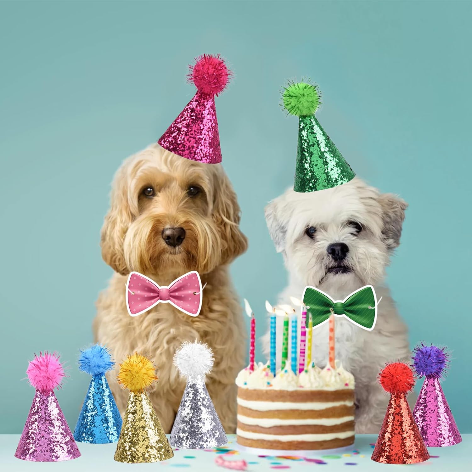 Delaimastor Mini Party Hats with Bow Ties 10 Pack