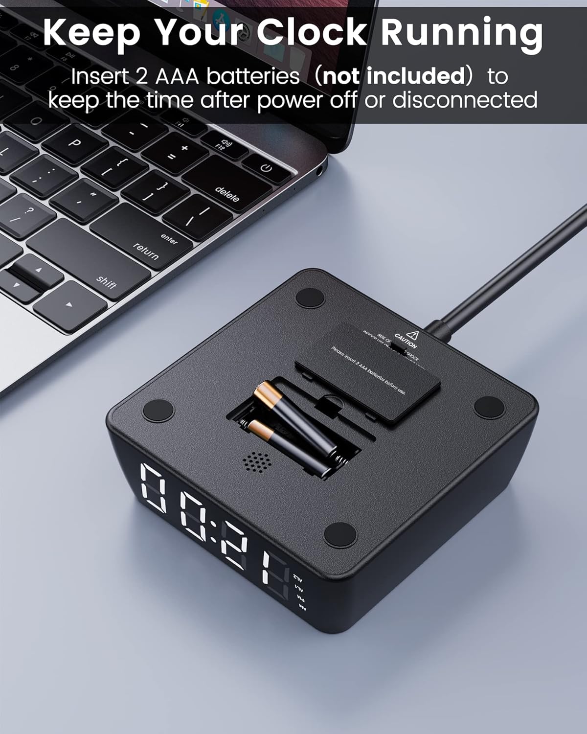 JACKYLED Alarm Clock with 48A USB Ports and Surge Protection