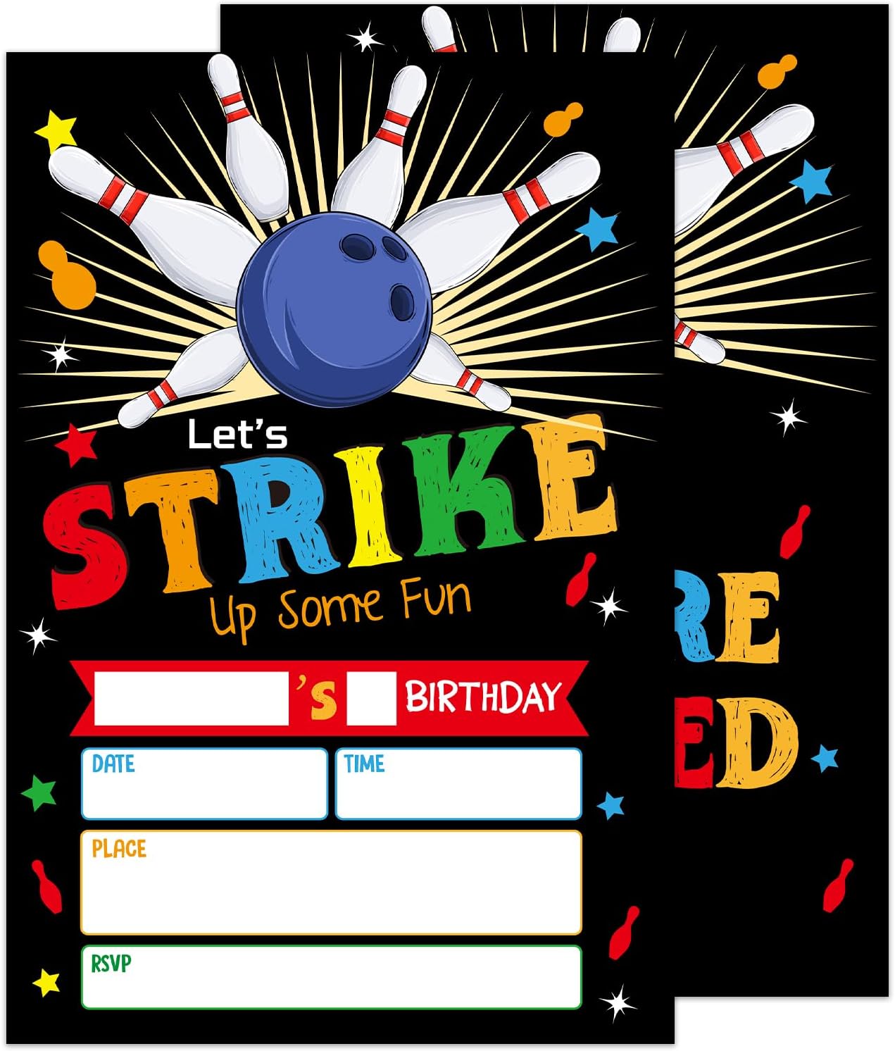 Bowling Party Invitation Cards with Envelopes Set of 20