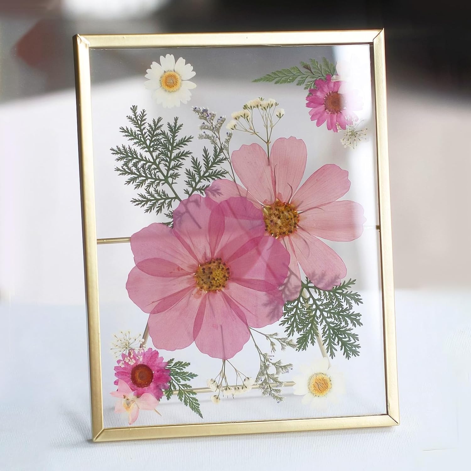 Golden Picture Frame with Double-Sided Glass Display