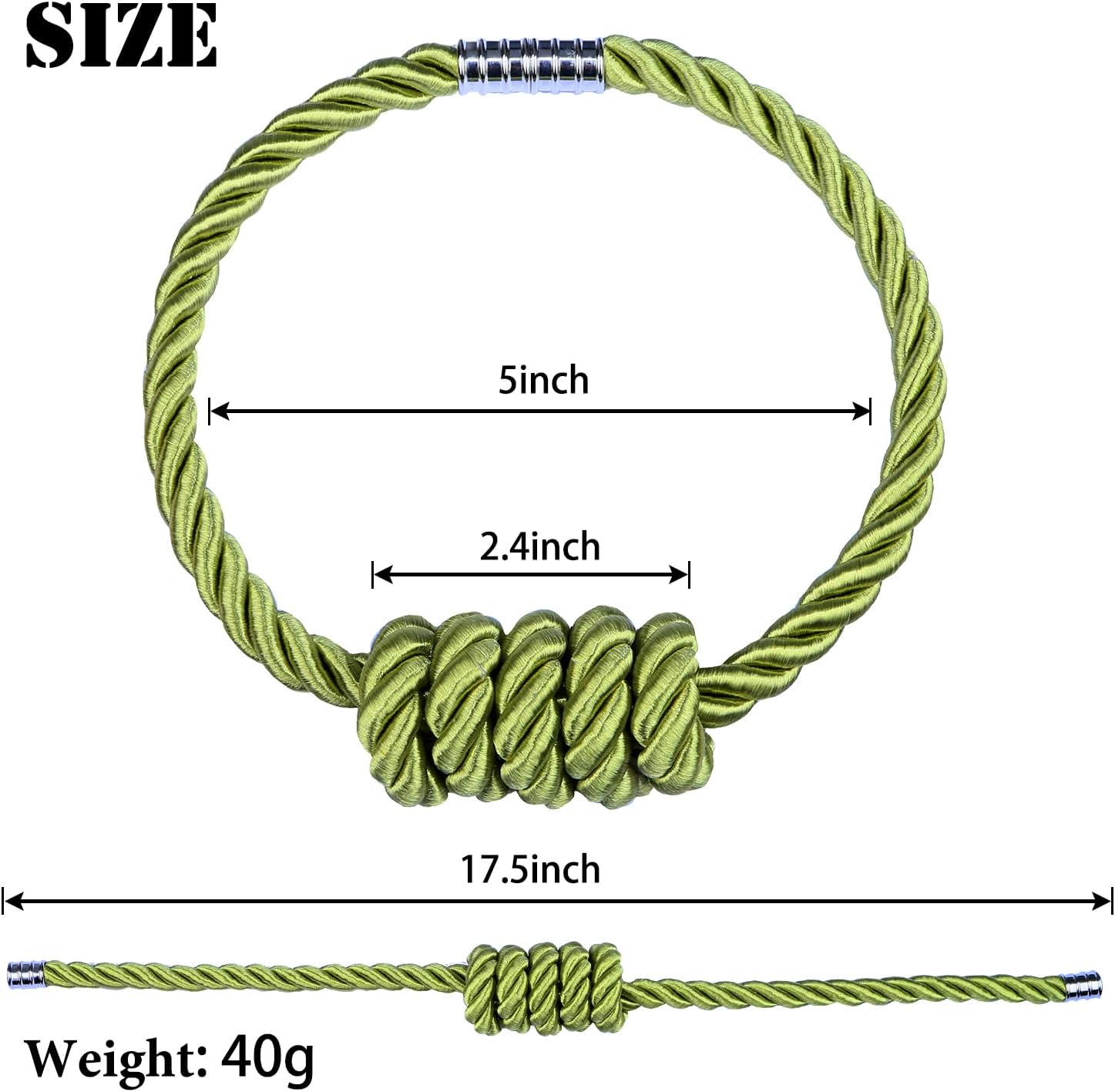 BEL AVENIR Magnetic Curtain Tiebacks 2 Pack Green