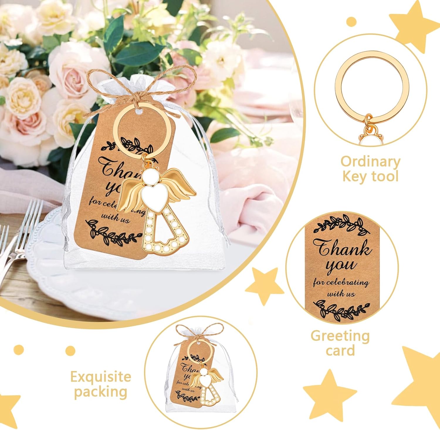 VZCBZC 24Set Angel Keychain Favor Pack